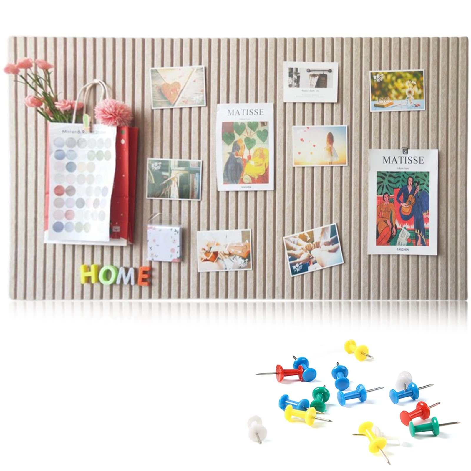 Tableau Liège Mural 40x60 Cm FULHANY - Épaisseur 0.9 Cm Avec 30 Punaises - Pour Notes, Photos, Déco