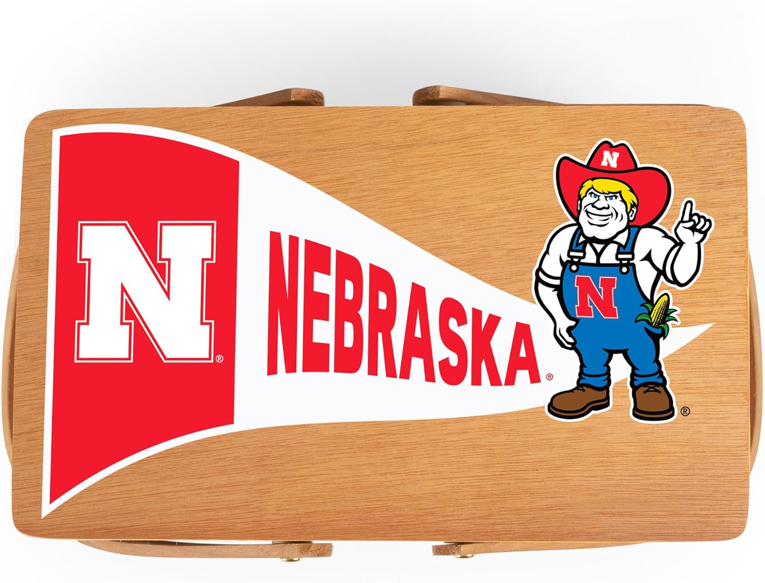 PICNIC TIME NCAA Nebraska Cornhuskers Poppy Personal Picnic Basket, Insulated Lunch Bag, Retro Lunch Box, (Beige)