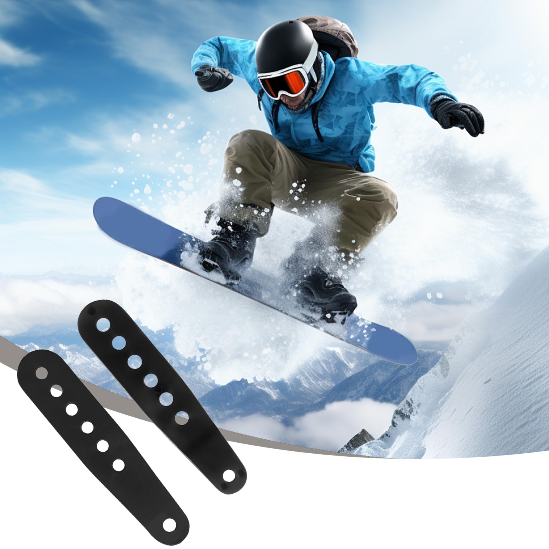 Cinghie per attacchi da snowboard 2 pezzi, cinghie da snowboard 5x1 robuste e robuste per attacchi, multiforo regolabili, accessori di ricambio