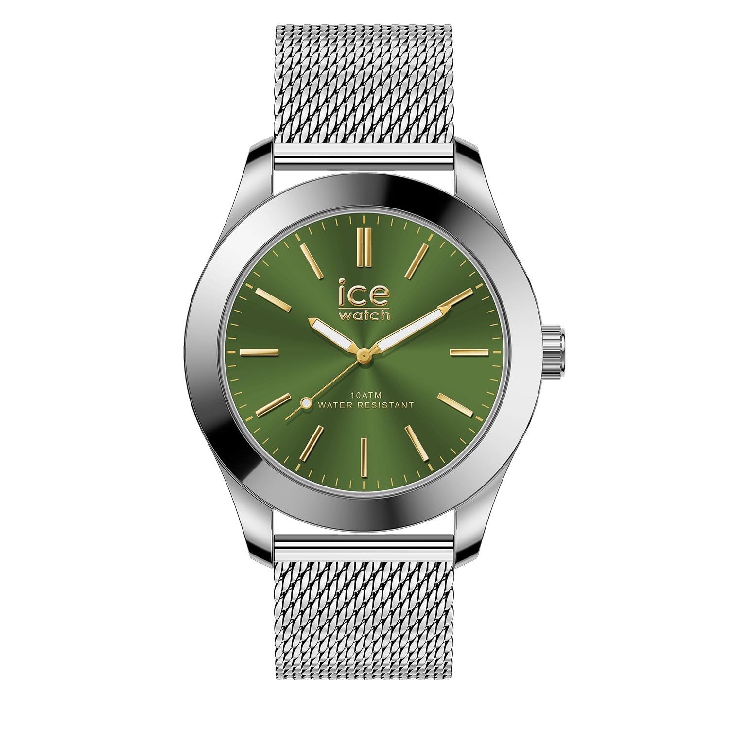 Ice-​Watch, de Acero Ice Plateado y Verde milanés, Reloj Plateado para Hombre con Brazalete de Acero Inoxidable, tamaño Mediano