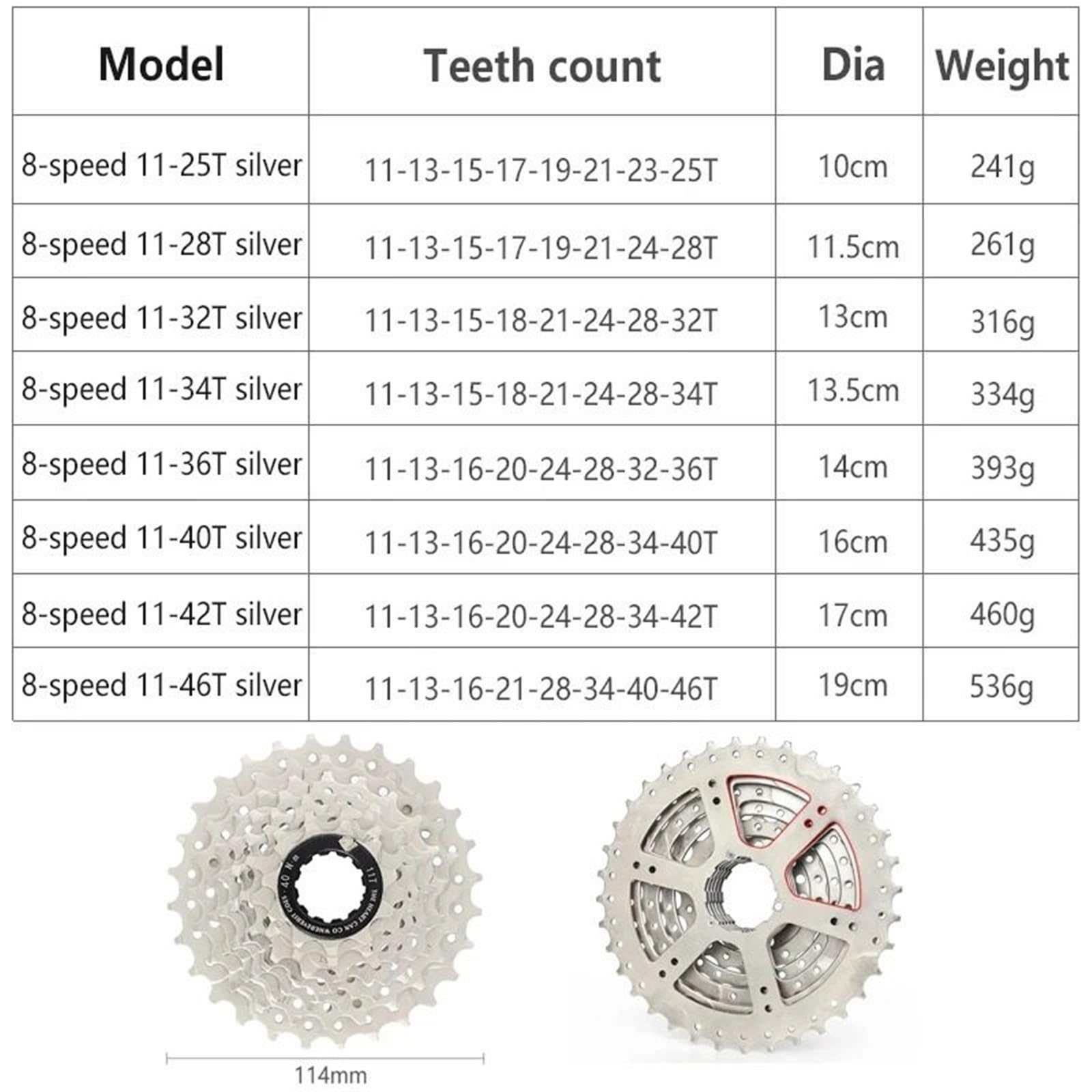 Kaseta Rowerowa Pasuje do TTPRO 8V 11-40T/42T/46T kaseta MTB rower 8 prędkości HG zakres wolnobieg zębatka rower górski koło zamachowe Speed Cassette(8S-11-42T)