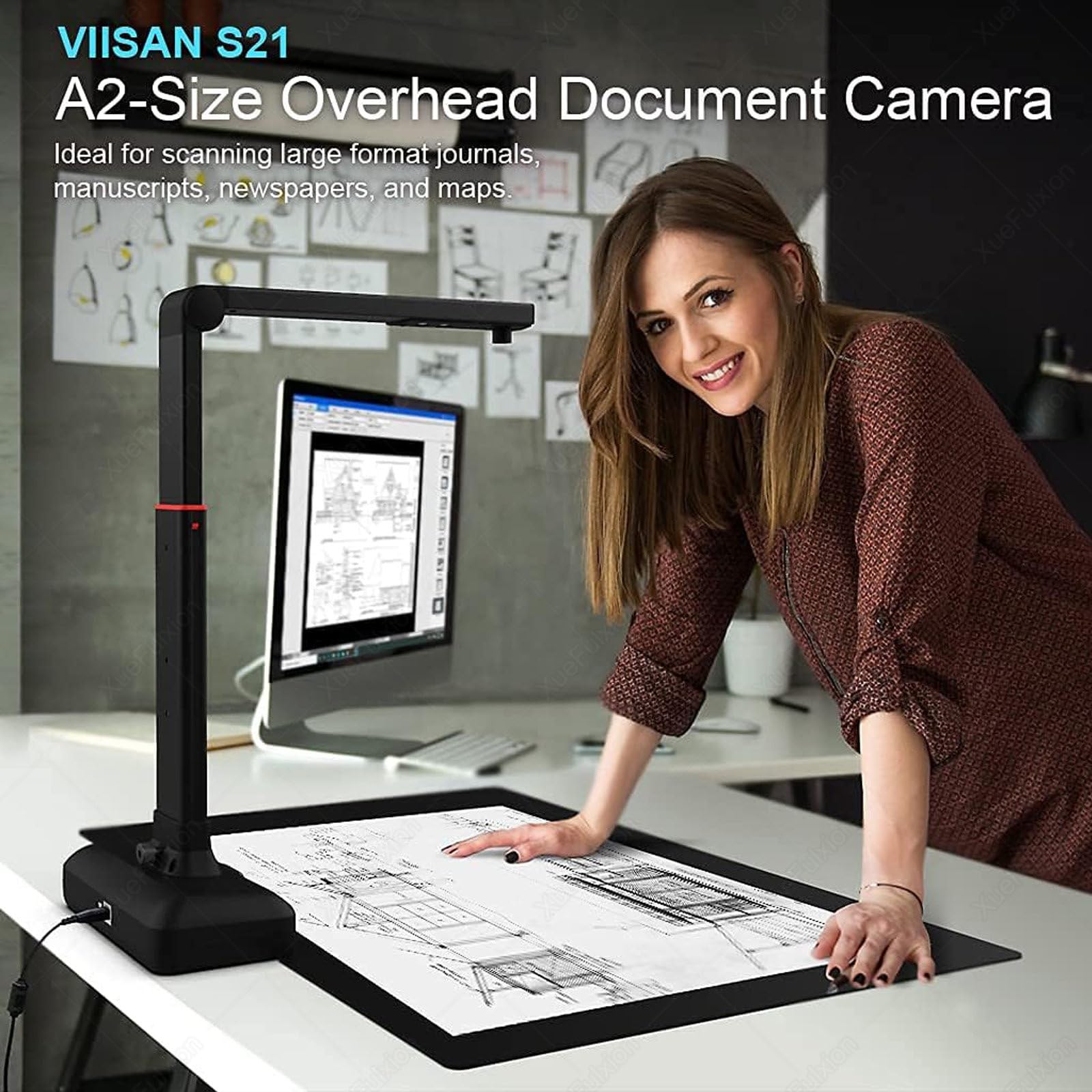 S21 Scanner Documenti,Scansionare Disegni A2/A3/A4,Riviste,Contratti,Ripristinare Immagini Piane,Rimuovere Impronte,Pulire Sfondo, per Home Office Online Insegnamento