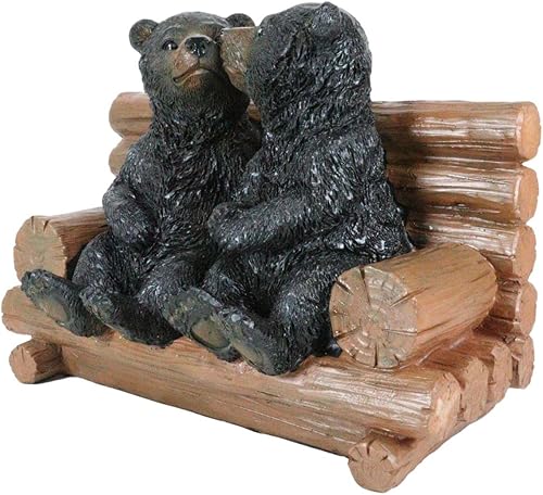 Miniatura 5 de Ebros Gift Fantástico bosque negro oso hermanos besando por troncos de árbol, figura de banco de 6 pulgadas de alto, figura decorativa familiar de