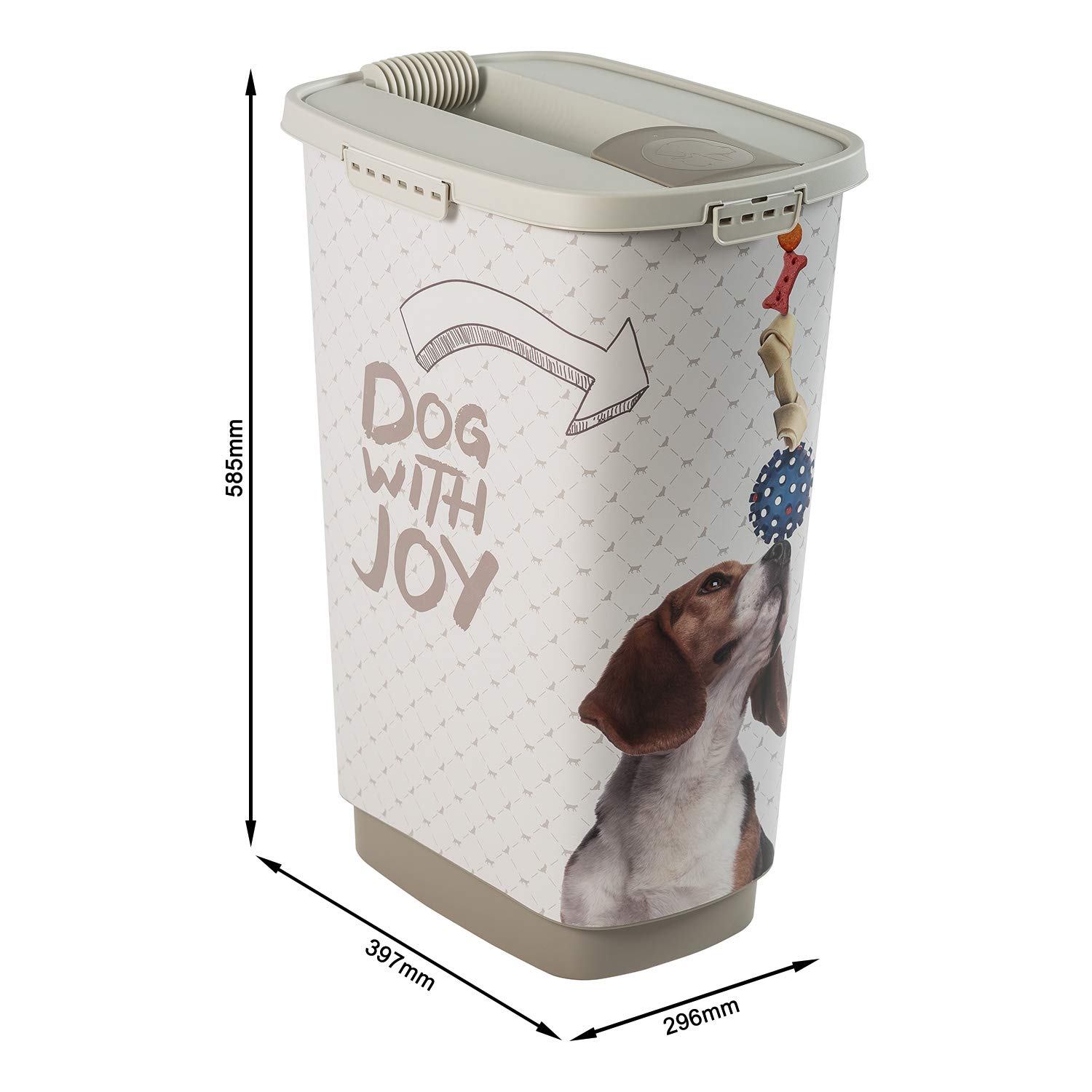 Rotho MyPet Cody Tierfutterbehälter 50l mit Deckel und Schütte für praktisches Dosieren, Kunststoff (PP) BPA-frei, muster, 50l (39.7 x 29.6 x 58.5 cm)
