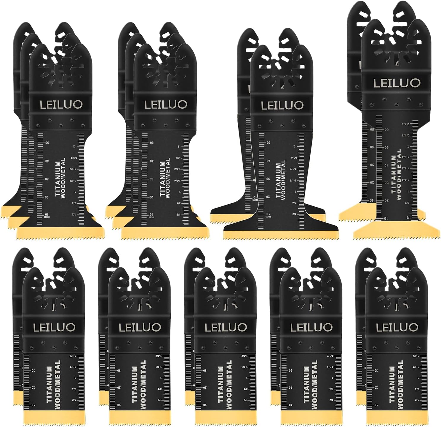 LEILUO 20 Piece Titanium Multitool Blade Set Extra Longer & Wider Oscillating Saw Blades Kit for Wood Nails Thin Metal Storage Bag Included