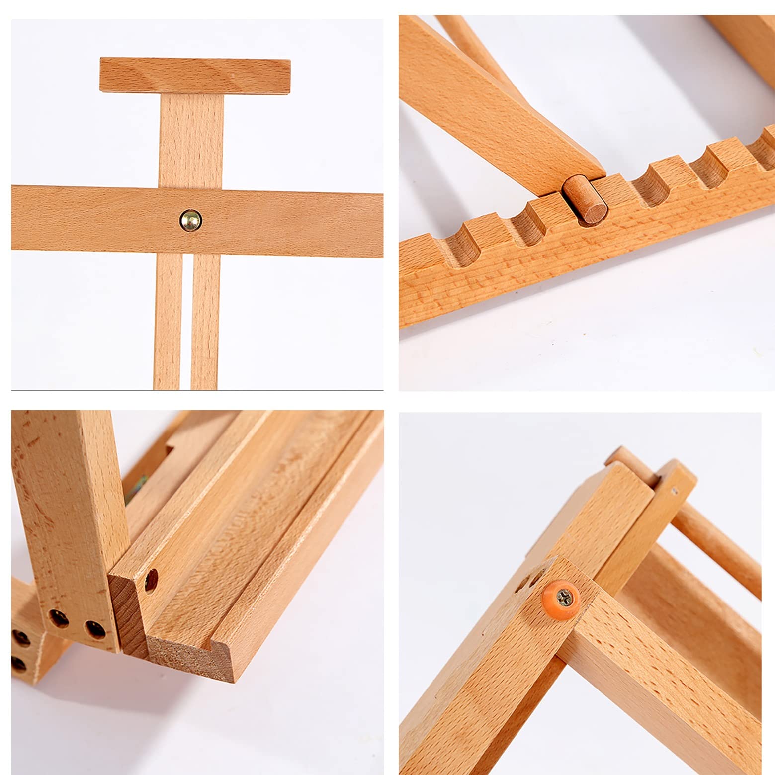 Robuste und langlebige Art Supplies Skizzen-Tischstaffelei – 100 % massives Buchenholz – verstellbar (44–60 cm) Massivholz-Staffeleiständer – Künstlerbedarf für Anfänger und professionelle Künstler (