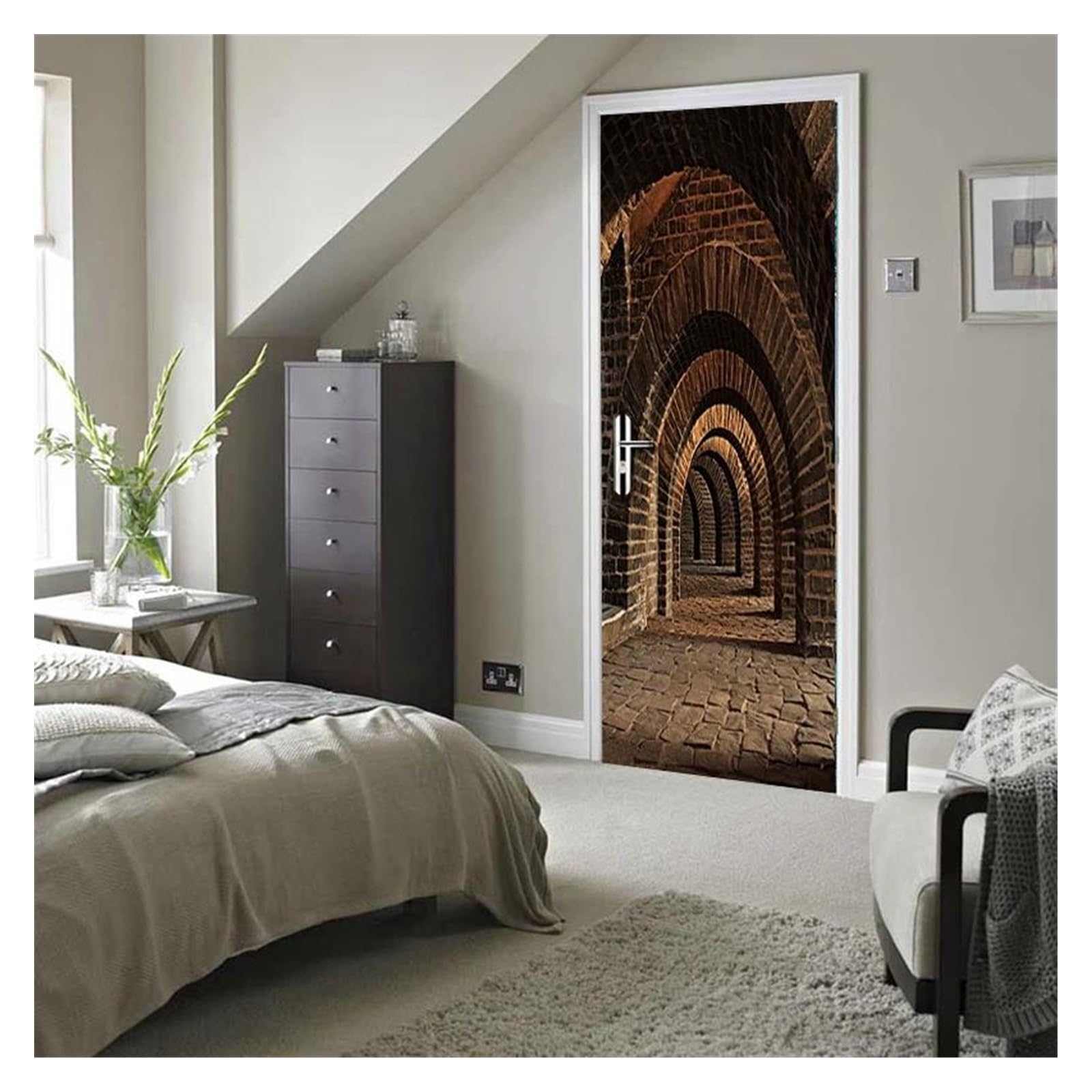 Sticker de porte 3D espace 77x200cm en PVC étanche pour décoration de salon