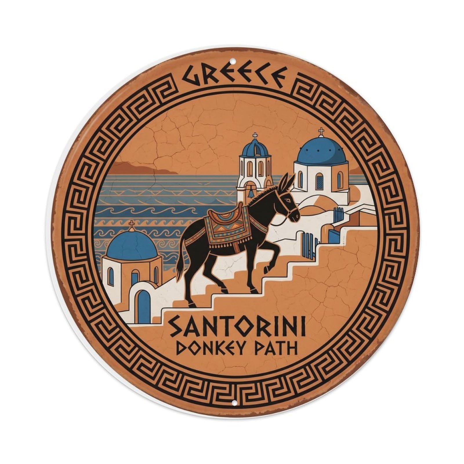 Vintage Travel Donkey Path Greece Metal Tin Sign
