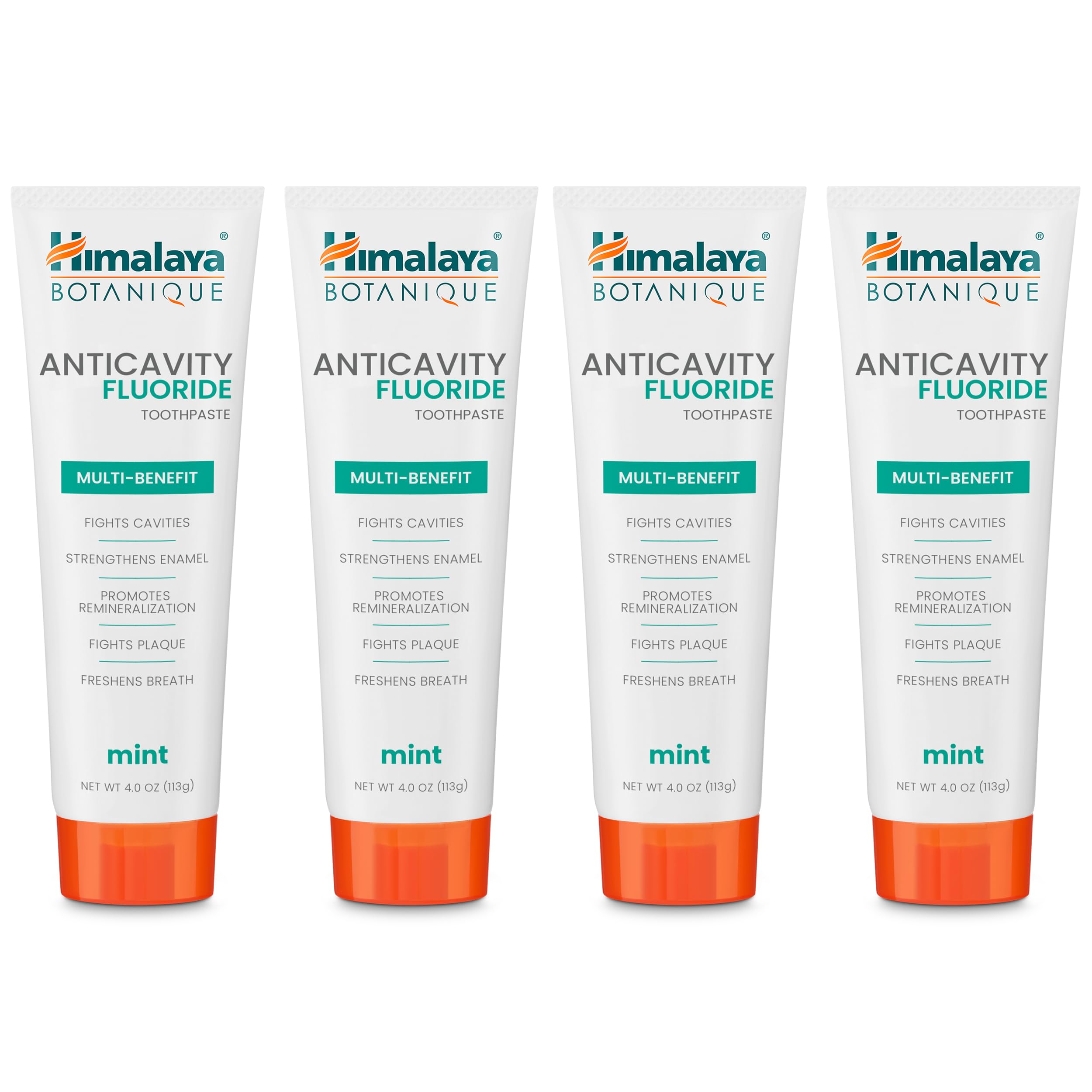 Himalaya Botanique Anticavity Fluoride Toothpaste, Mint, 4 oz, 4 Pack