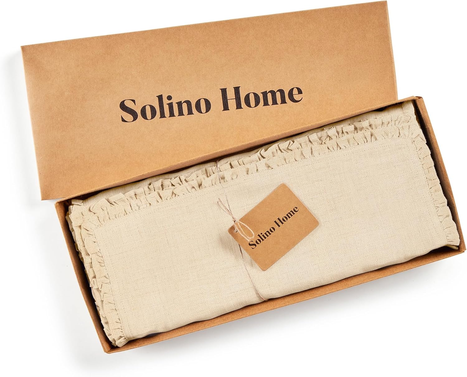 Solino Home Ruffle Linen Table Runner 72 Inches Long - 100% Pure Linen Natural Table Runner 14 x 72 Inch for Spring, Easter, Mothers Day - Juliette Ruffle, Handcrafted and Machine Washable - Image 5