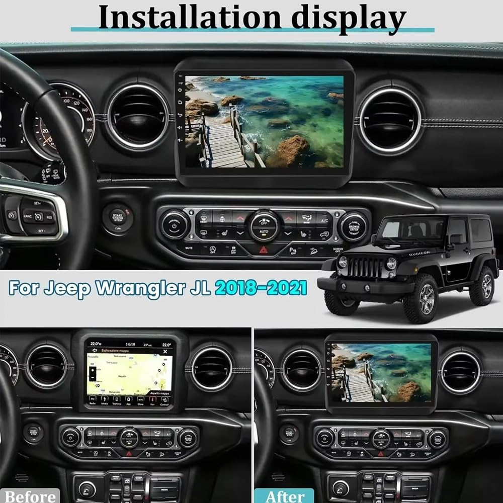 Radio Samochodowe dla Jeep Wrangler JL 2018-2021 Mirror Link, Asystent Głosowy, Nawigacja Na Żywo, Ekran Dotykowy, Bluetooth, 8 Rdzeń 4G+64G