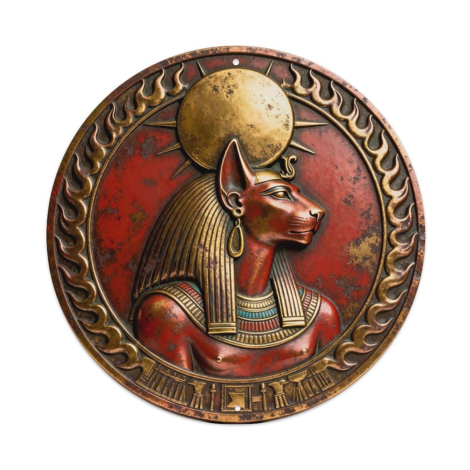 Sekhmet Lion Sun Goddess Metal Tin Sign Plaque