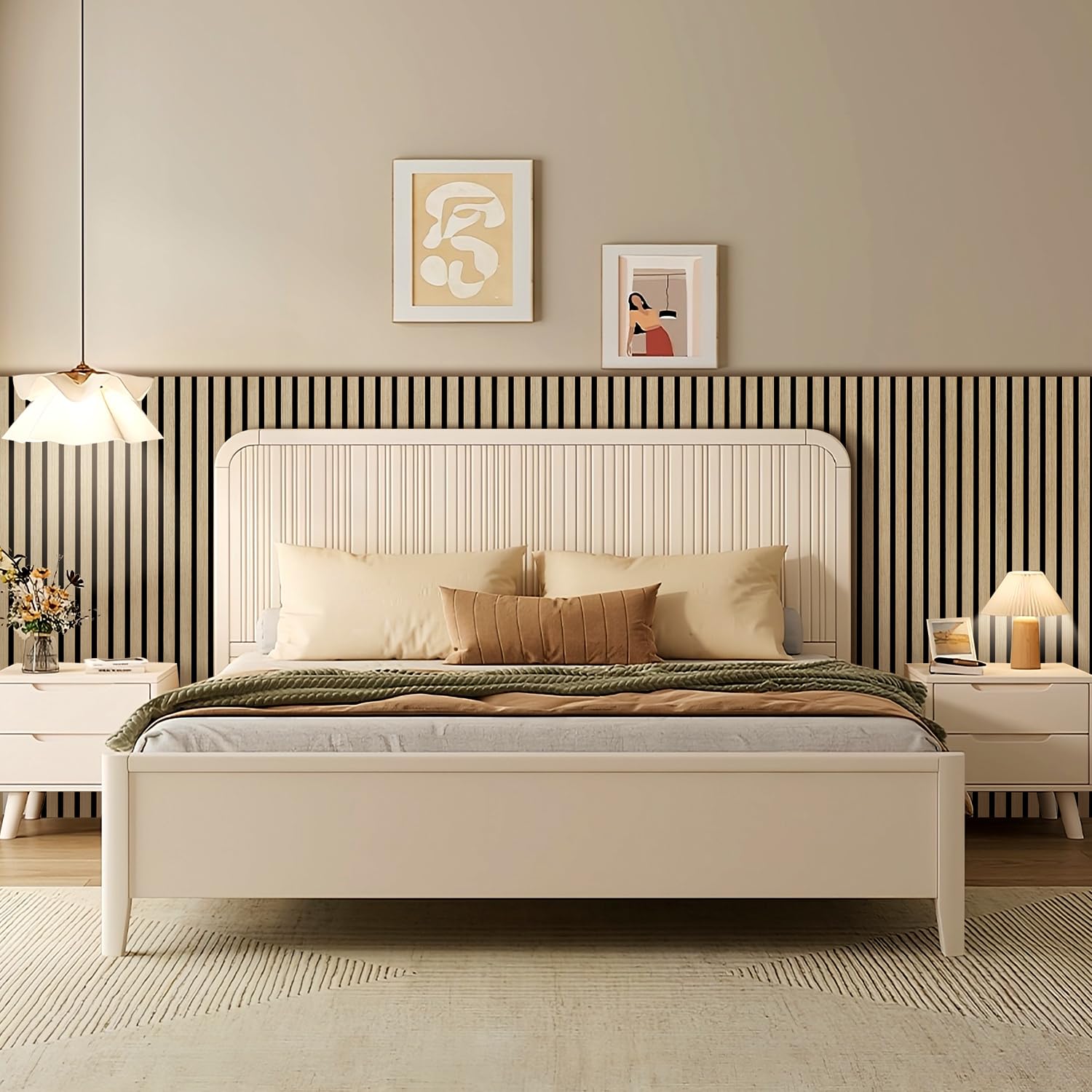 Drewniane panele akustyczne 120 x 60 cm (= 1 sztuka), panele ścienne 3D o wyglądzie drewna, dla lepszej akustyki pomieszczenia, panele ścienne z drewna do biura, dąb