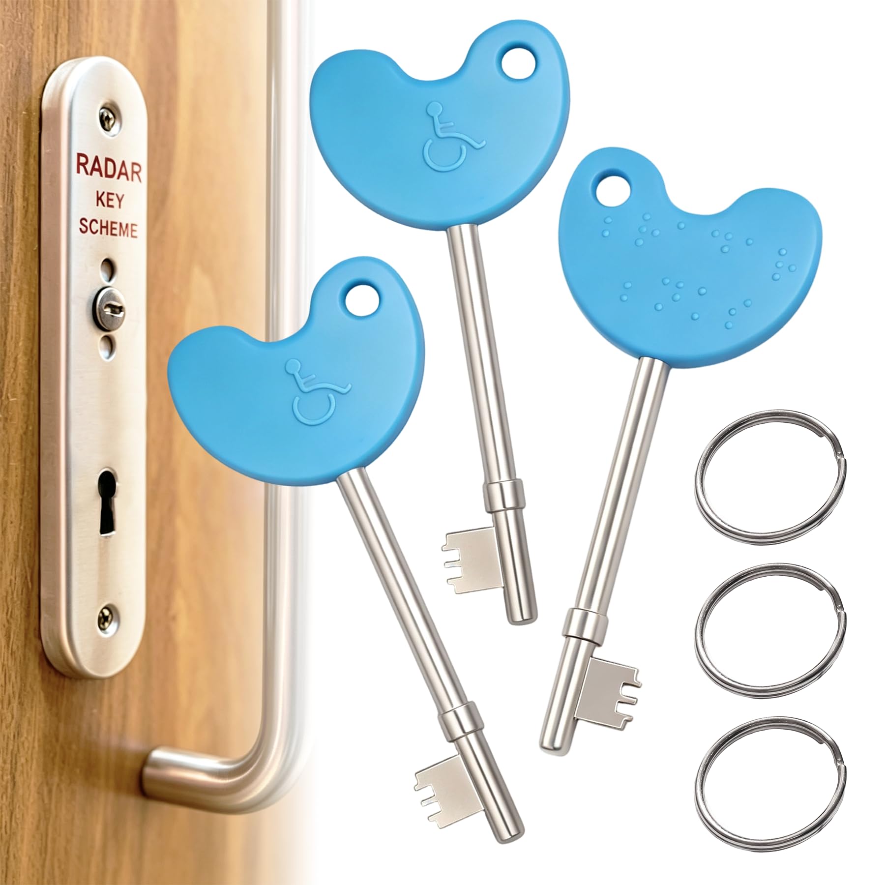 Disabled Toilet Key for Radar Doors 3 Pack - Blue NKS Key