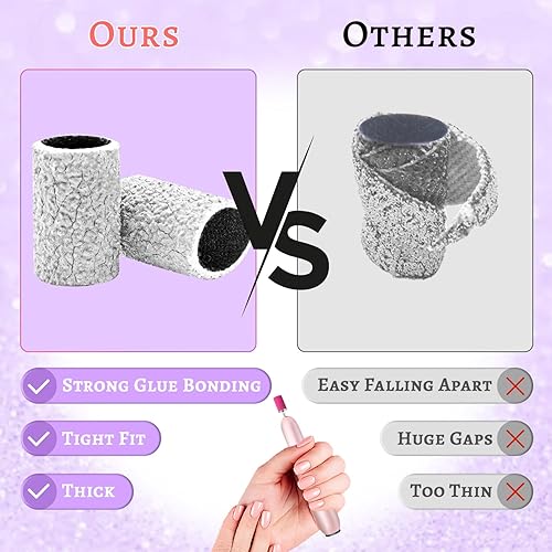 Miniatura 4 de Bandas de lijado de grano 150 para taladro de uñas, 100 bandas de lijado de grano medio para taladro de uñas con broca de lijado de 332 pulgadas