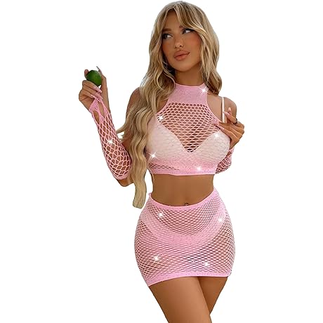Sparkling Pink Fishnet Bodysuit: Embrace Captivating Allure