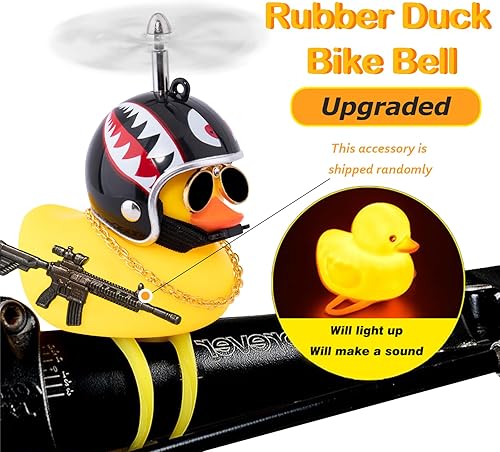 Miniatura 2 de wonuu Campana de bicicleta de pato de goma, patos exprimibles con casco para ciclismo, decoración de salpicadero, accesorios de motocicleta y