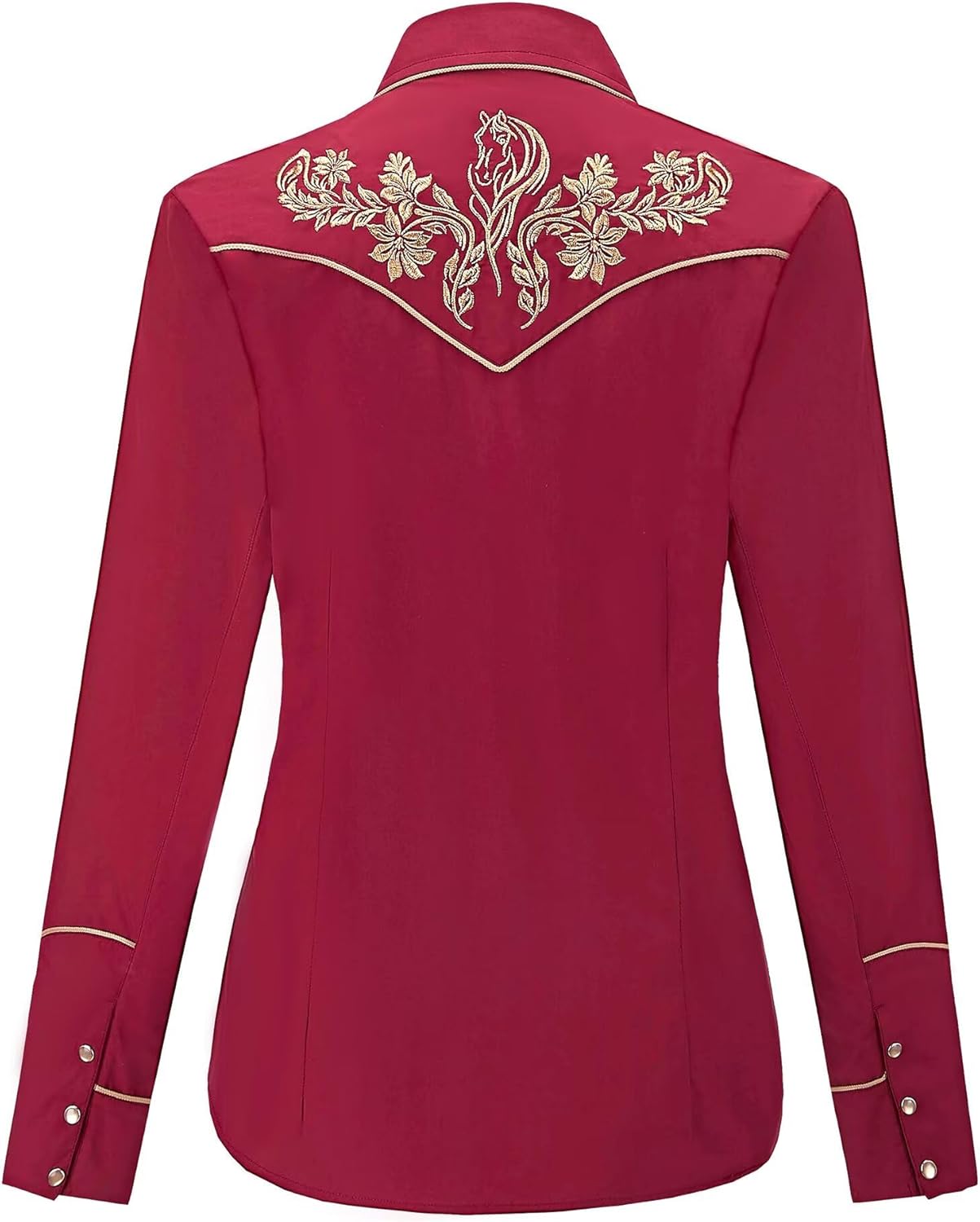 SALVAJE OESTE Women's Embroidered Western Cowgirl Slim Fit Shirt Snap Button Down Long Sleeve Shirt with Floral Embroidery - Image 5