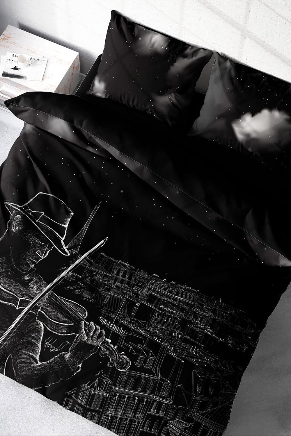MONOHOME%100 Pamuk Saten Çift Kişilik Nevresim Takımı Night City, MONOHOME40345
