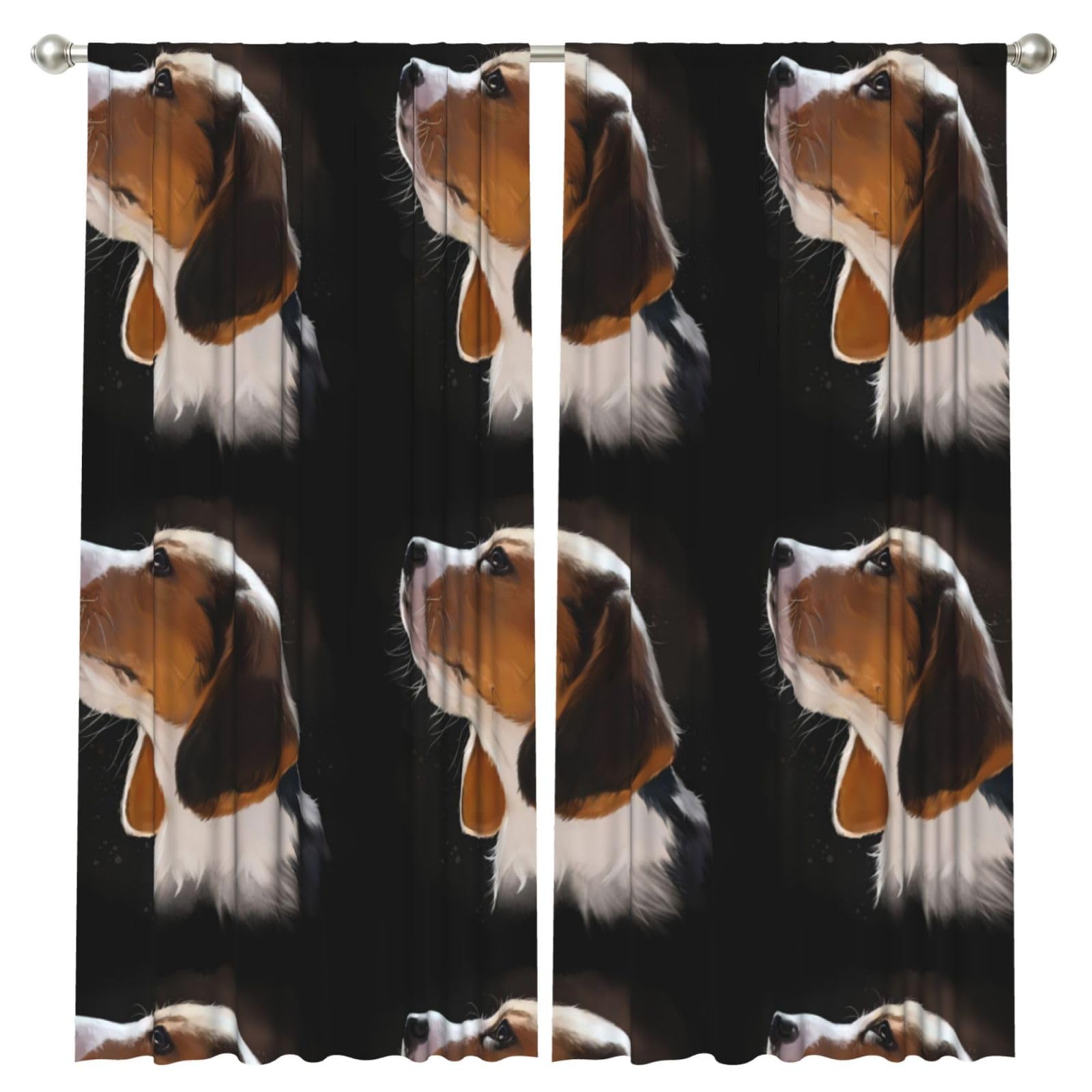 InOmak Beagle Puppy Dog Welcome Garden, 2 Panels Window Curtains 52 x 84 Inch Blackout Curtains for Living Room Bedroom