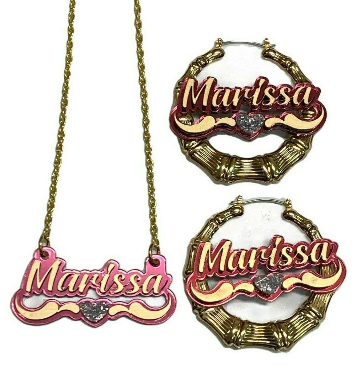 Buy MIRROR MANIA Personalized Matching Necklace and Bamboo Earrings Set