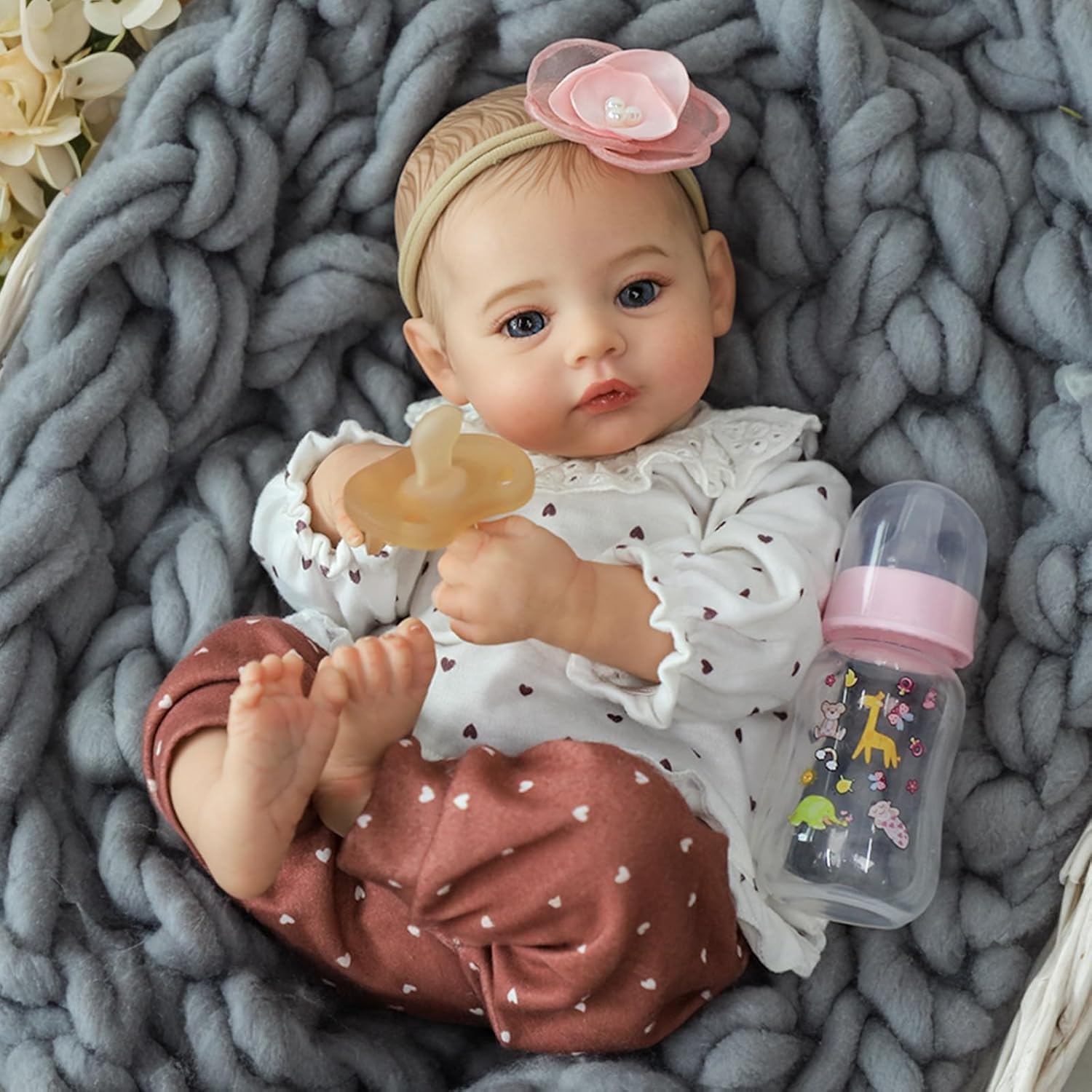 Bambole Reborn Femmina 22 pollici 55cm Bambole Reborn Silicone Morbido Vita Reale Realistico Fatto a Mano Reborn Bambole Originali Toddler Baby Doll Regali per ragazzi e ragazze