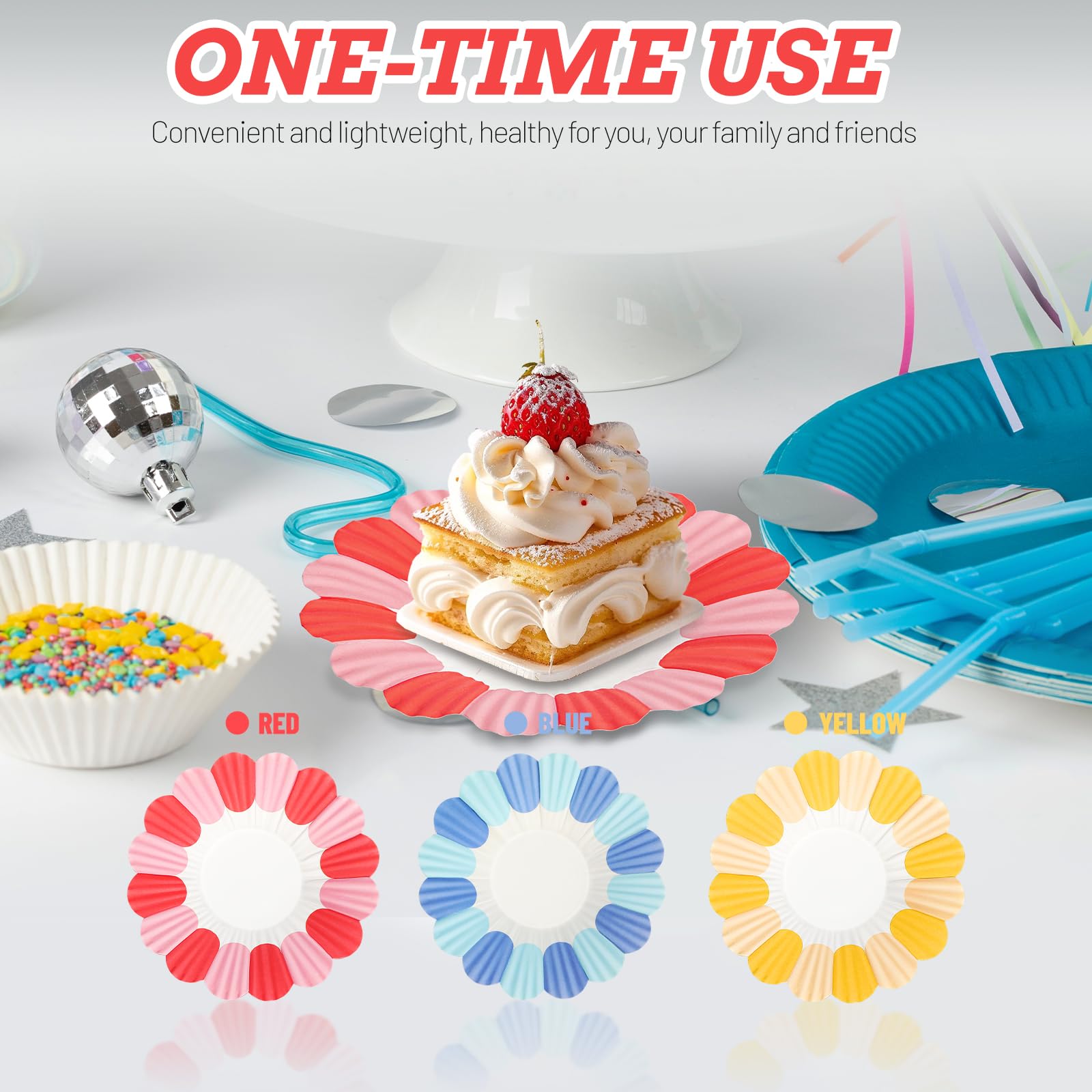 Hemobllo 150 Pezzi Piatti e Decorativi per Feste a Forma di Fiore di Carta Usa e Getta Resistente per Tavola Dessert e Snack