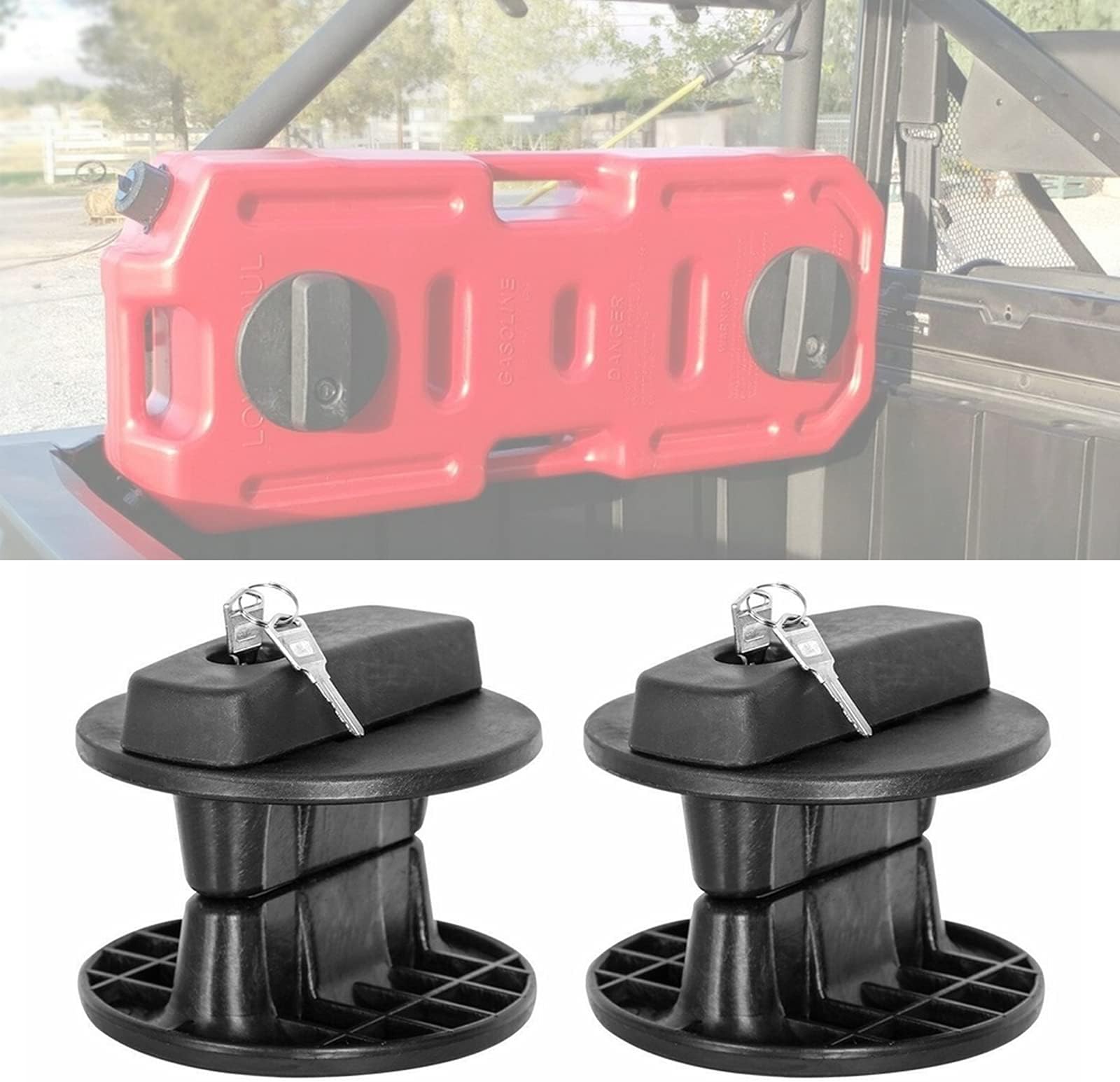 BESTZHEYU EBESTauto Gas Can Mount, Oil Mounting Lock 8 Gallon Gas Tank Cans Lock Pack Mount Lock for 30L red Fuel Tank Barrel(2pcs)