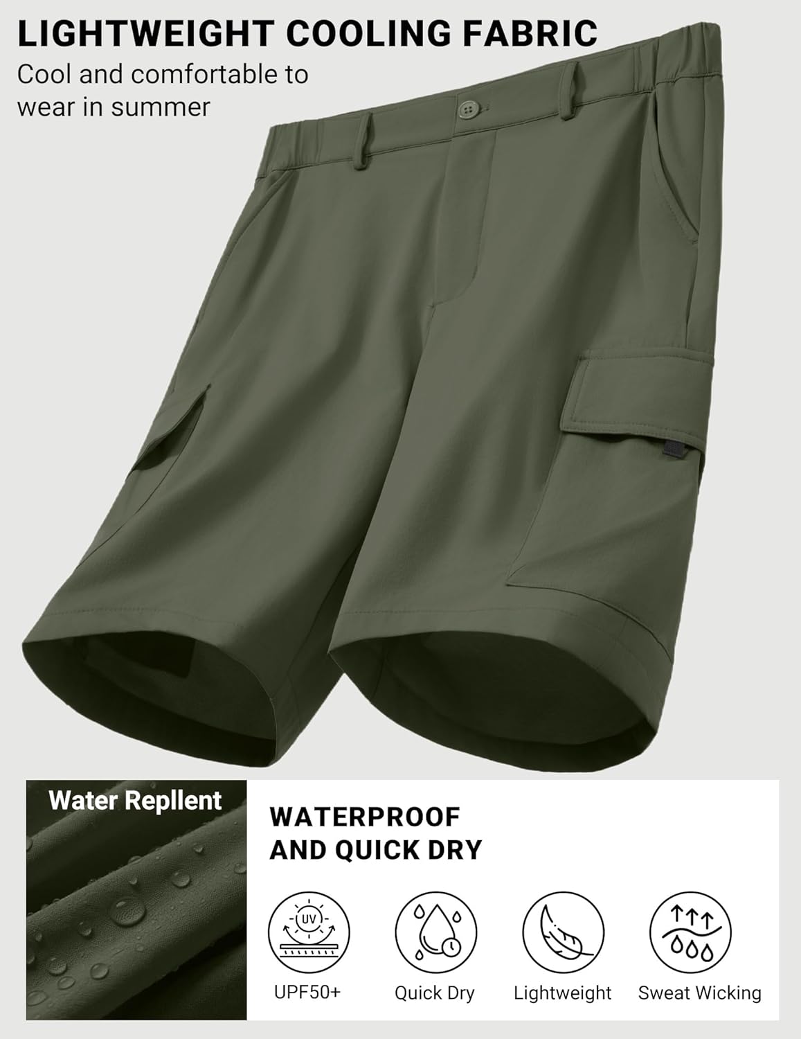 COOFANDY Mens Casual Shorts 9" Lightweight Cargo Shorts for Golf Hiking Work Fishing with 5 Pockets - Image 6