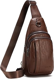 Seoky Rop Sling Backpack for Men Sling Bag Crossbody Shoulder Bags Travel Bag Purse with Water Resistant Dark Brown