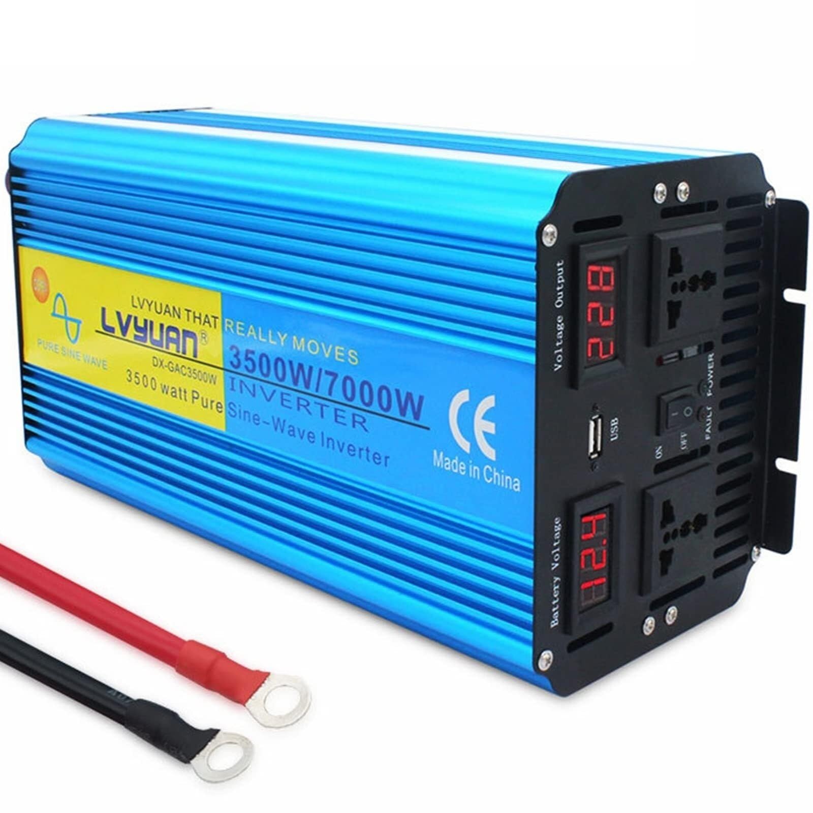 CZVJUKBYP 3000w/3500w/4000w Pure Sine Wave Inverter Dc 12v/24v to Ac 110v/220v Power Invert Peak Converter for Supply(3500W,12Vto110V)
