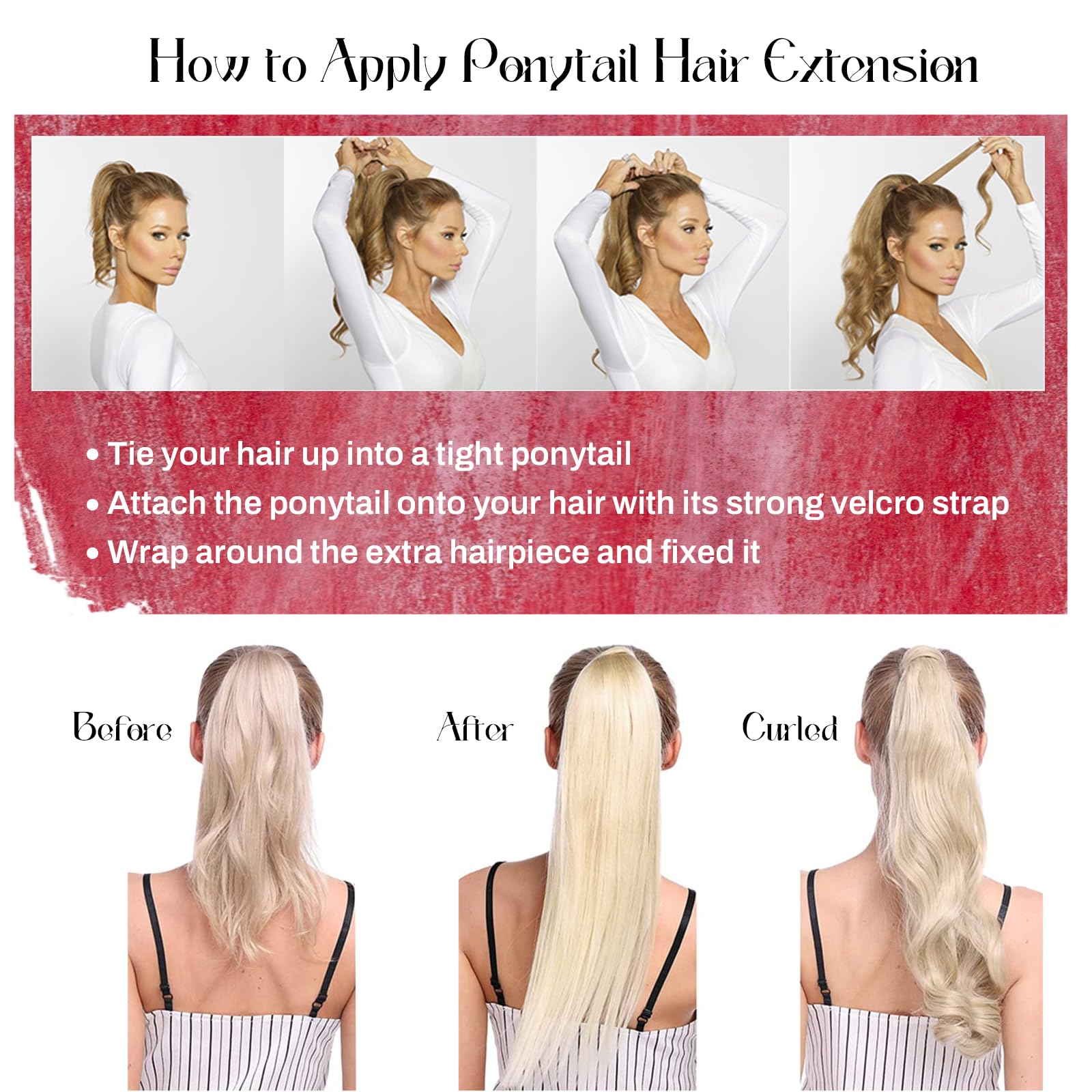 Platinum Human Hair 16” Wrap Ponytail NWT 16 main image 4
