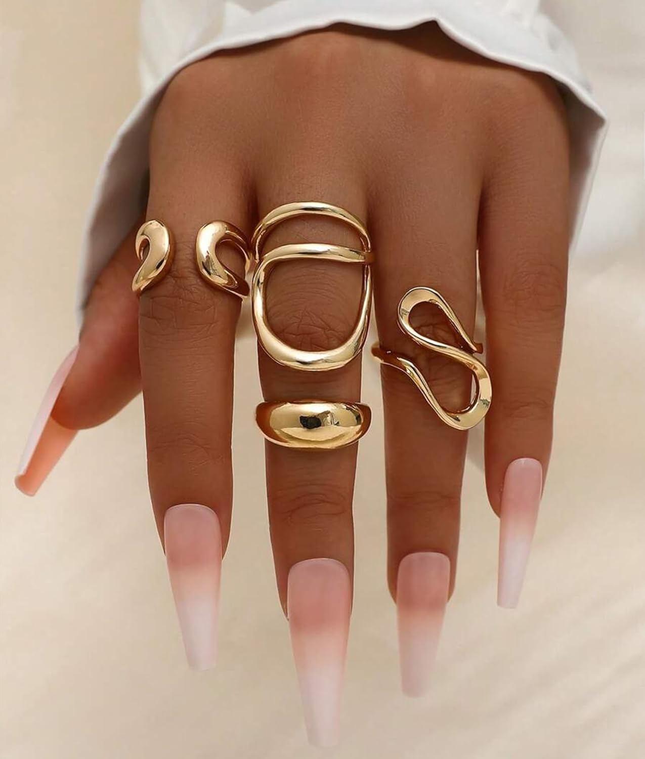 YEEZII 20 Pcs Gold Ring Set for Women, Chunky Statement Flower Finger Midi Rings, Big Boho Stacking Rings Pack Trendy Stuff Jewelry Gift - Image 2