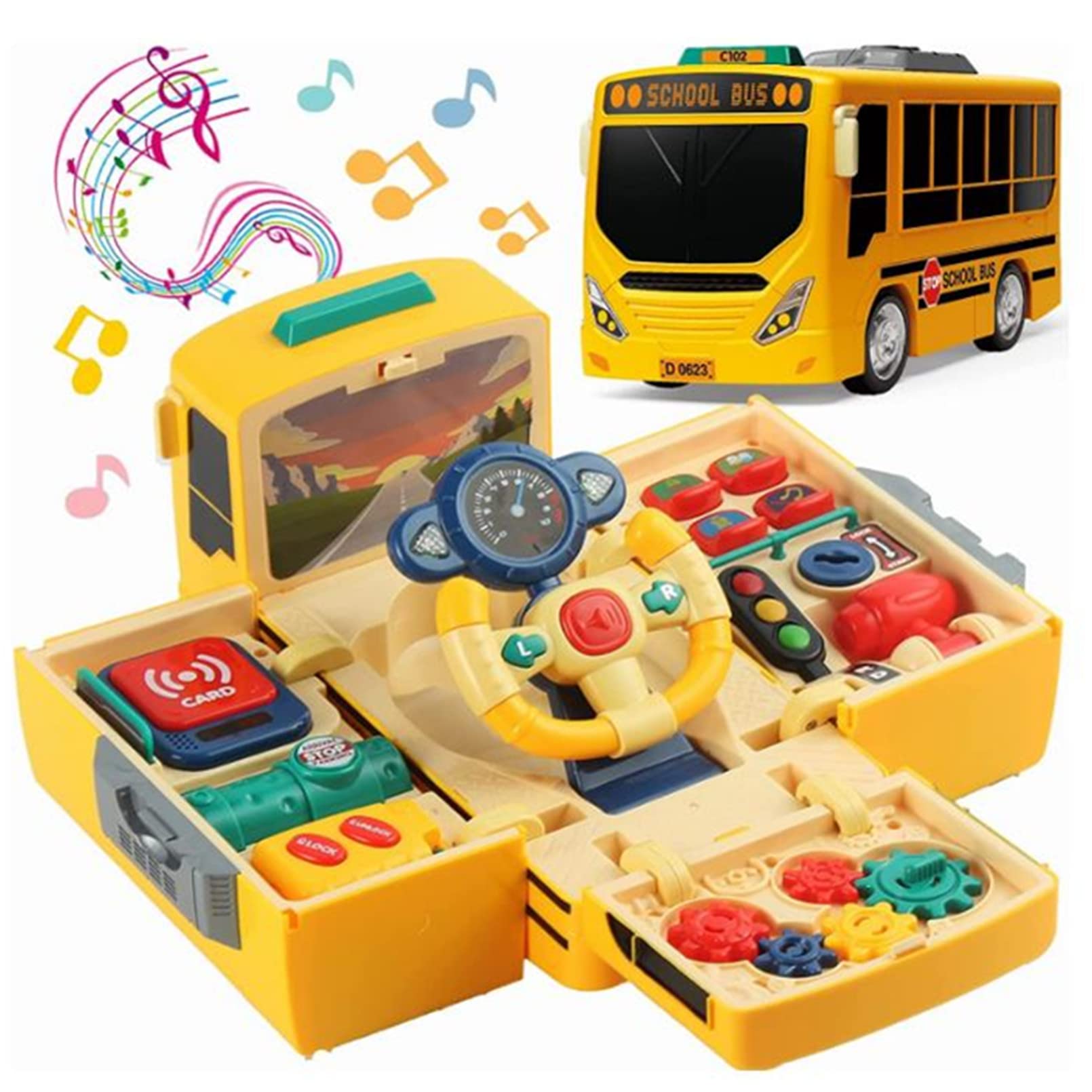 Buy AM ANNA School Bus Toy with Sound and Light Simulation Steering