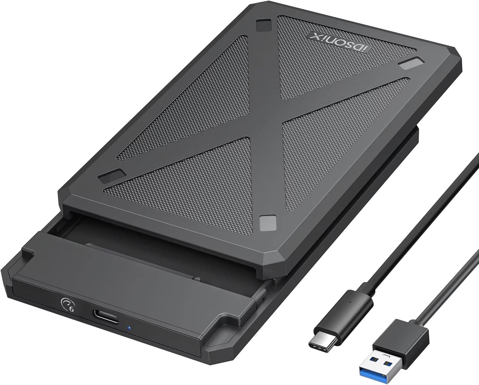 iDsonix 2.5 inch Hard Drive Enclosure, 6Gbps USB 3.1 to SATA III Tool-Free External Hard Drive Enclosure for 7mm/9.5mm 2.5" SSD HDD with UASP Compatible with Toshiba Samsung WD Black(PW25-C3)