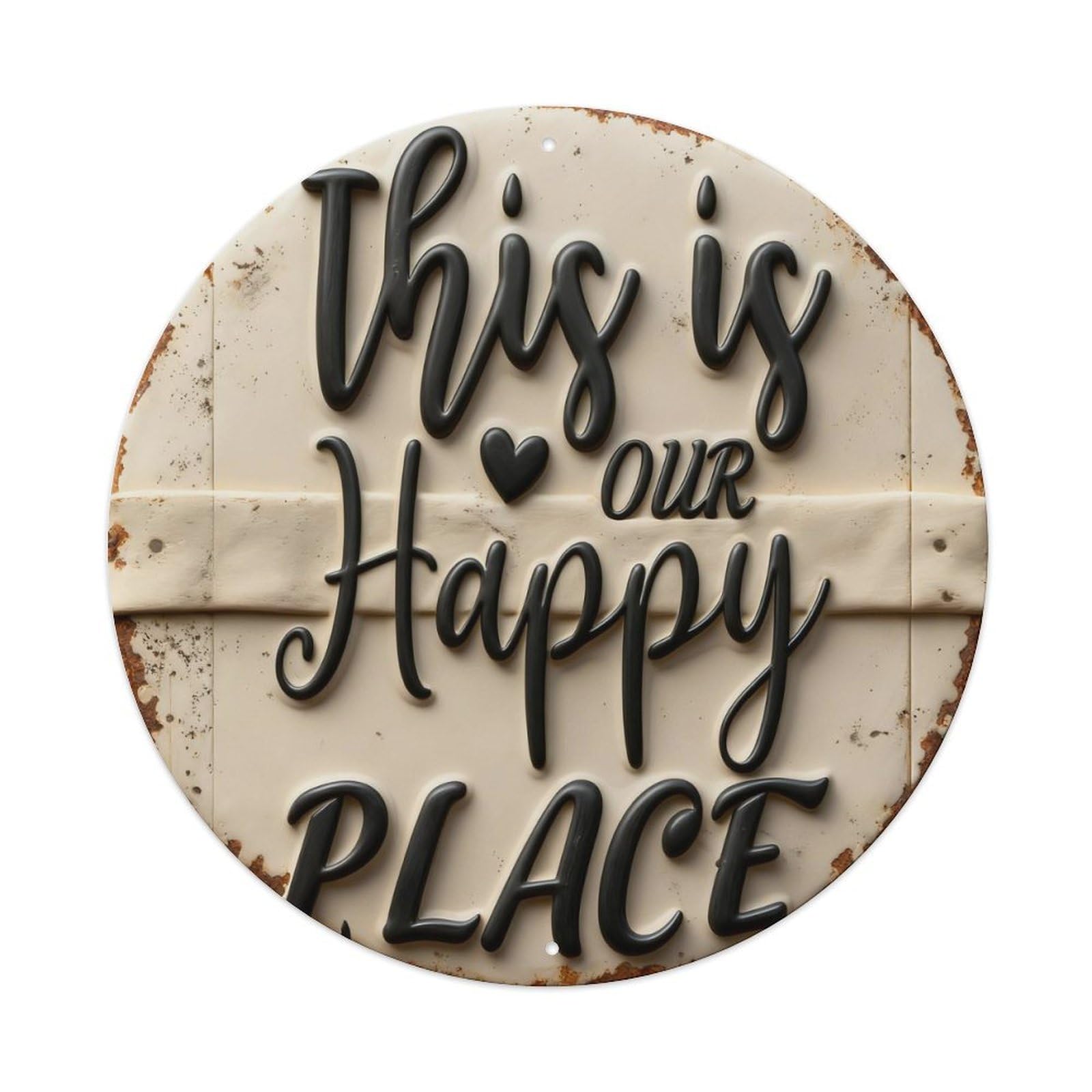 Zlatcbu Vintage This Is Our Happy Place Sign Metal Tin Sign Retro Wall Art Poster, Decor For Home Living Room Bar Cafe Garage, 8X8 Inch