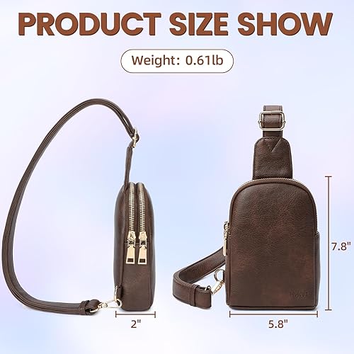 Miniatura 4 de Pequeña bolsa bandolera para mujer, bolso cruzado de cuero impermeable para mujer, bolsa de pecho con correa ajustable