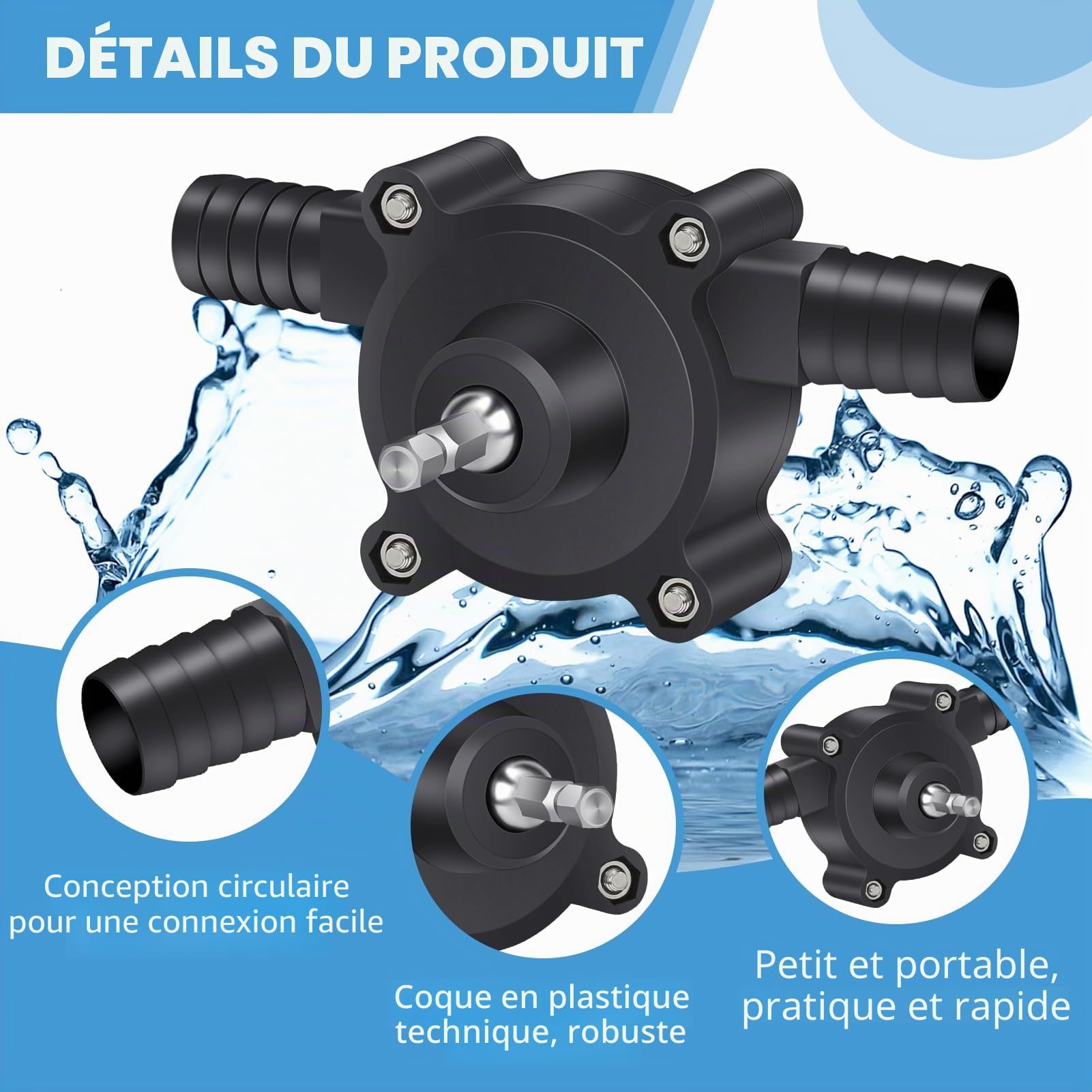 Pompe Perceuse Électrique Pompe de Forage Manuelle Mini Pompe à Eau | Pompes de Transfert auto-amorçantes Vitesse pour Diesel Huile Liquide Eau Fioul Maison Jardin Mini Piscine Fontain