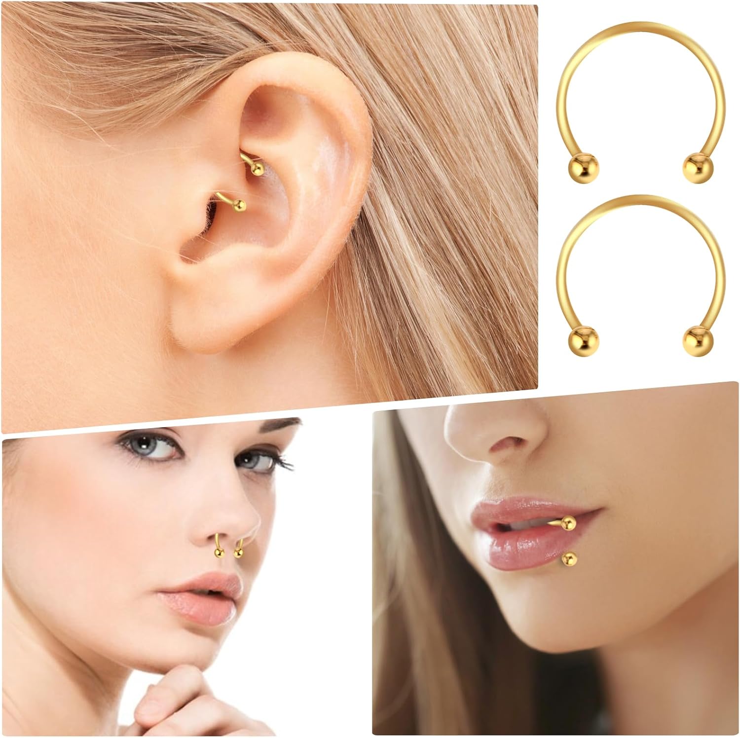 Yolev 36 Stks 16G Hoefijzer Neus Septum Ringen Verschillende Maten