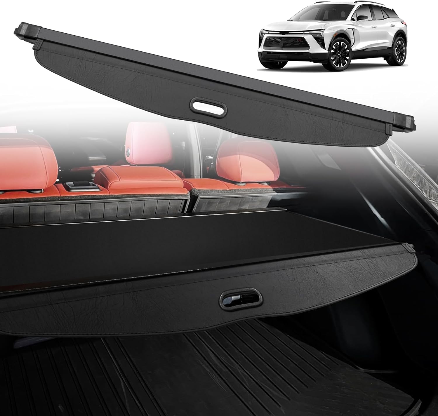 BestEvMod for Blazer EV 2024 Retractable Trunk Cargo Cover Interior Accessories, Black Rear Trunk Cargo Cover Shield Privacy Cover Compatible with 2023 2024 Chevy Blazer EV Accessories