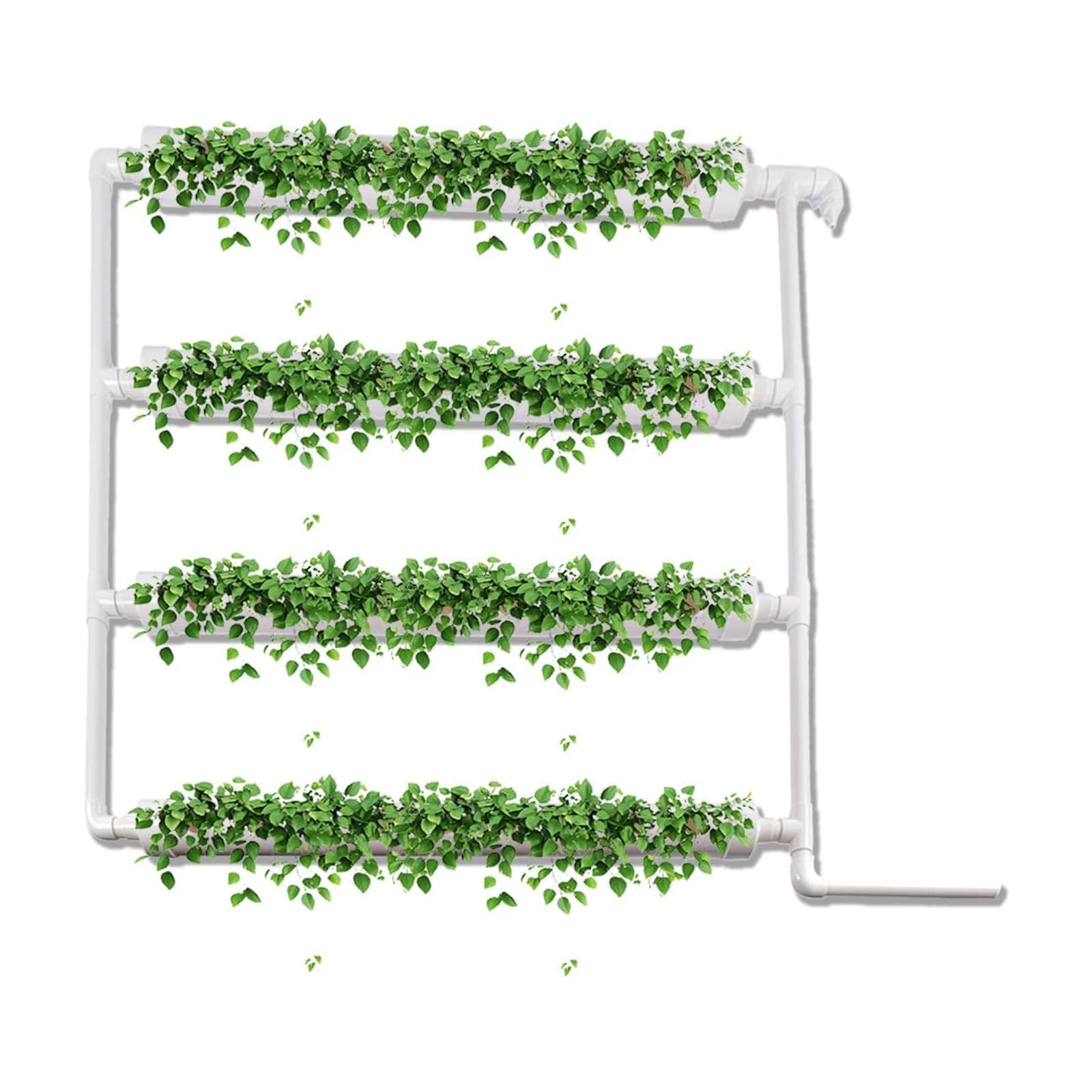 Kit de cultivo hidropónico, sistema montado en la pared con 36 sitios de plantas, tuberías de grado alimenticio, bomba de agua, temporizador, cesta nido y esponja para verduras de hoja