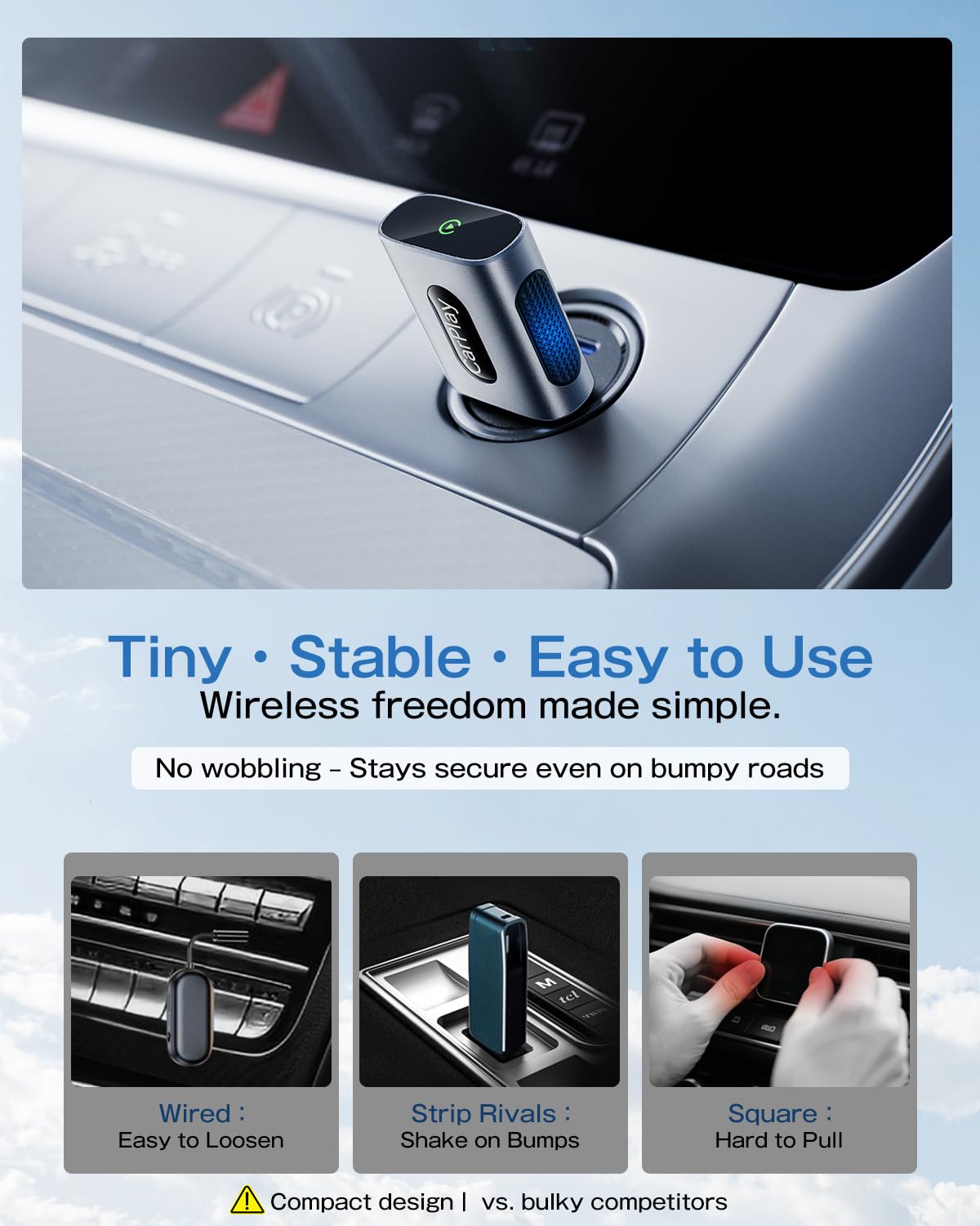 Adaptador CarPlay inalámbrico para iPhone, conexión automática 3 veces más rápida, sin retraso, Plug & Play con Bluetooth 4 y WiFi 6, mini dongle, incluye cable de extensión USB y USB-C, conversión