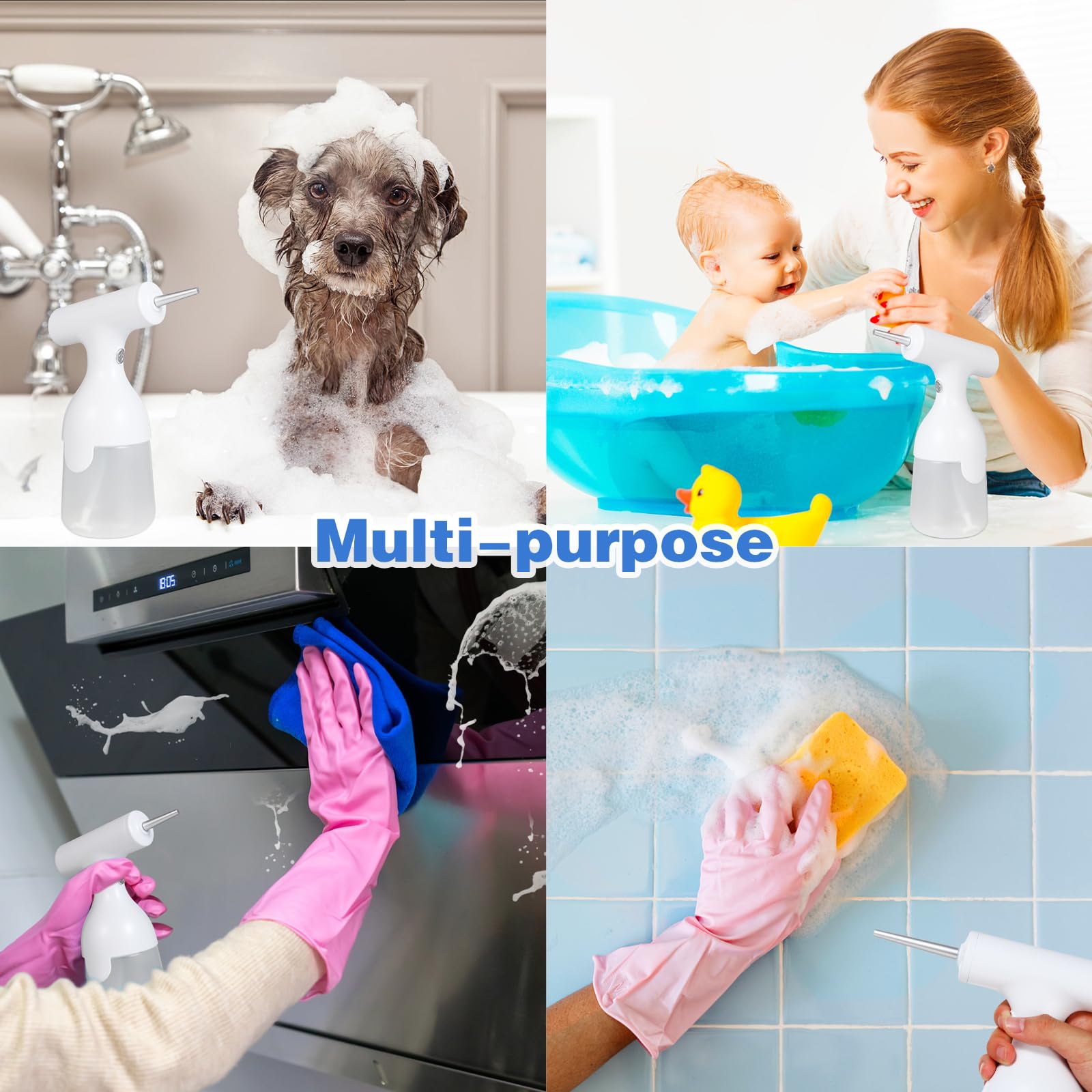 Máquina dispensadora eléctrica de jabón de Espuma para Limpieza de Perros, Cepillo de baño para Perros y máquina de Espuma, Cepillo de champú para Perros, Accesorios de Lavado de Perros,