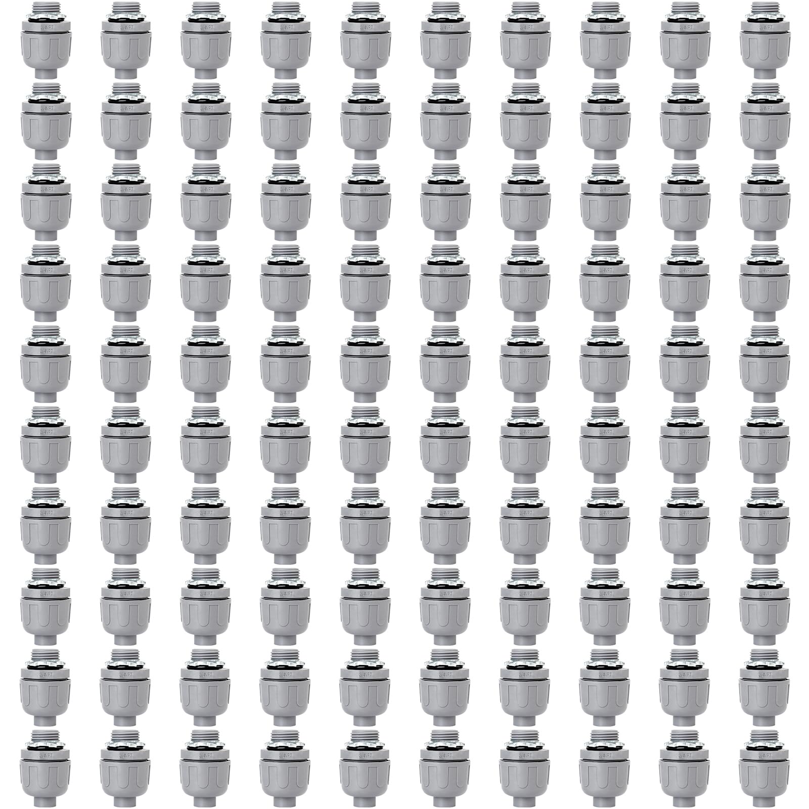 3/4 inch Liquid Tight Connector PVC Flexible Conduit Connector, Straight 180 Degree UL Listed Electrical Conduit Fittings (100 Pack)-image-31