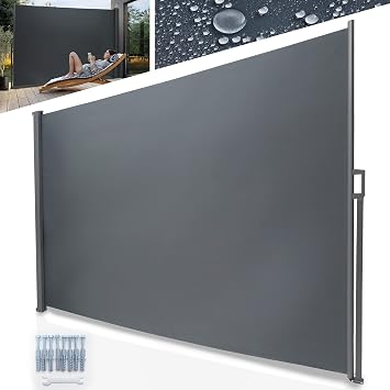 ONBEST Side Awning 160 x 300 cm - Extendable Privacy Screen