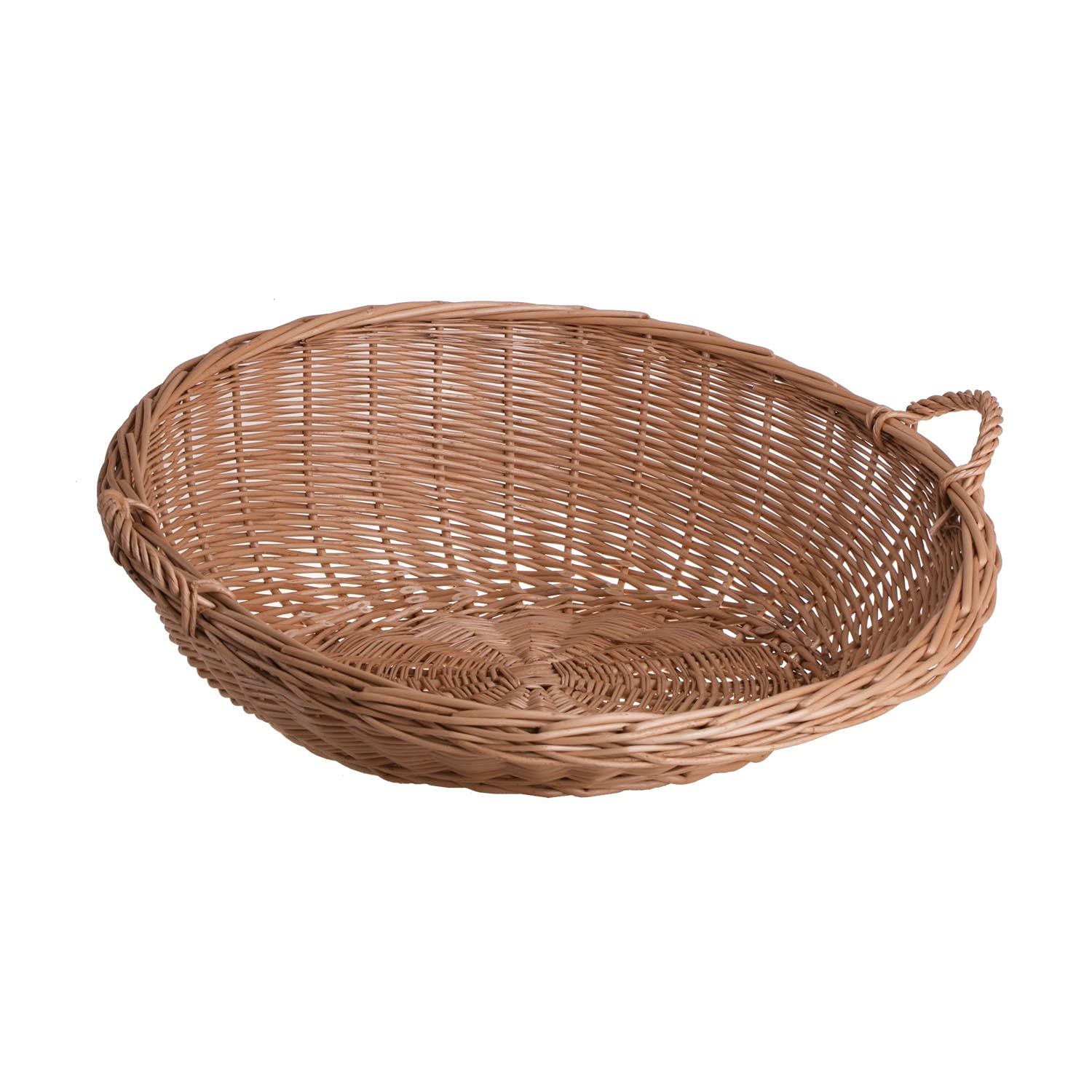 e-wicker24 Plateau ronde à garnir en osier avec deux poignées de transport,plateau de service, plateau decoratif, caisse en osier, (Ø:55 H8/20)