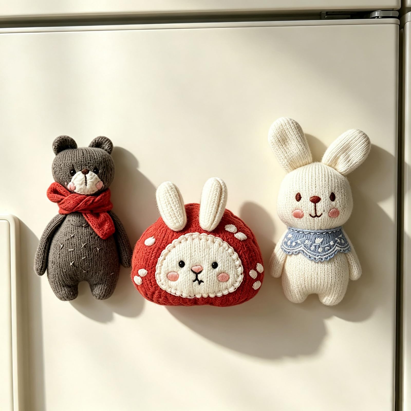 3-Piece Magnets for Fridge, Fabric 3D Cute Animal Fridge Magnet Set (Bear and Rabbit), 7cm Soft Refrigerator Accessories for Metal Whiteboards and Cabinets-image-26