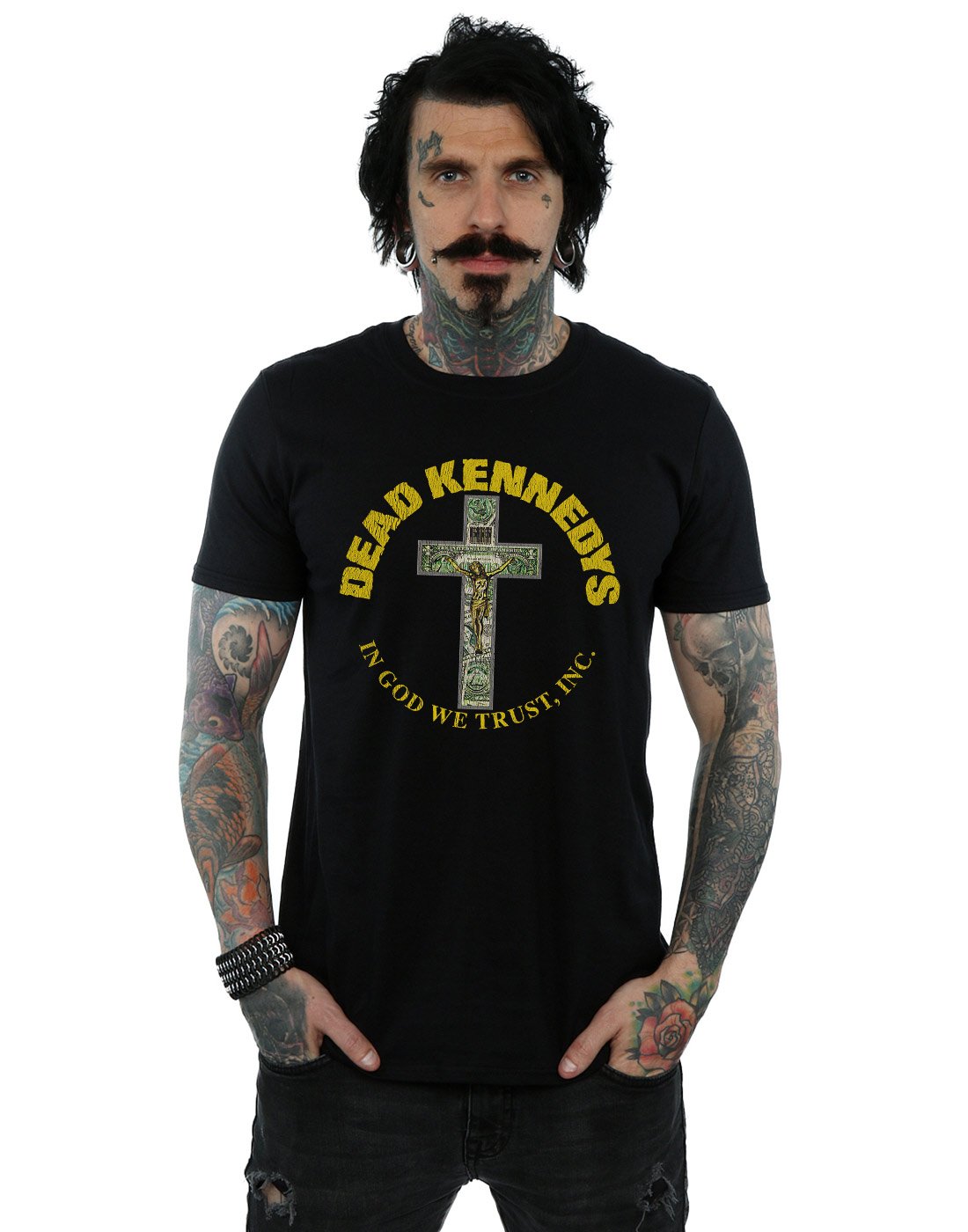 Absolute Cult Dead Kennedys Men's in God We Trust T-Shirt Black XX-Large