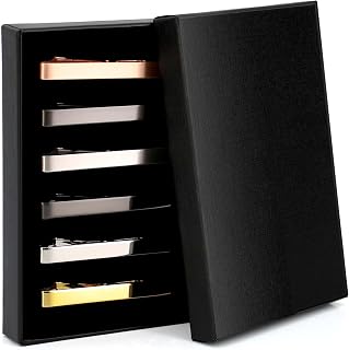 TONOS Tie Clips for Men - 6 Pack Elegant Metallic & Matte Tie Bars with Gift Box for Wedding, Business, Formal Tuxedo