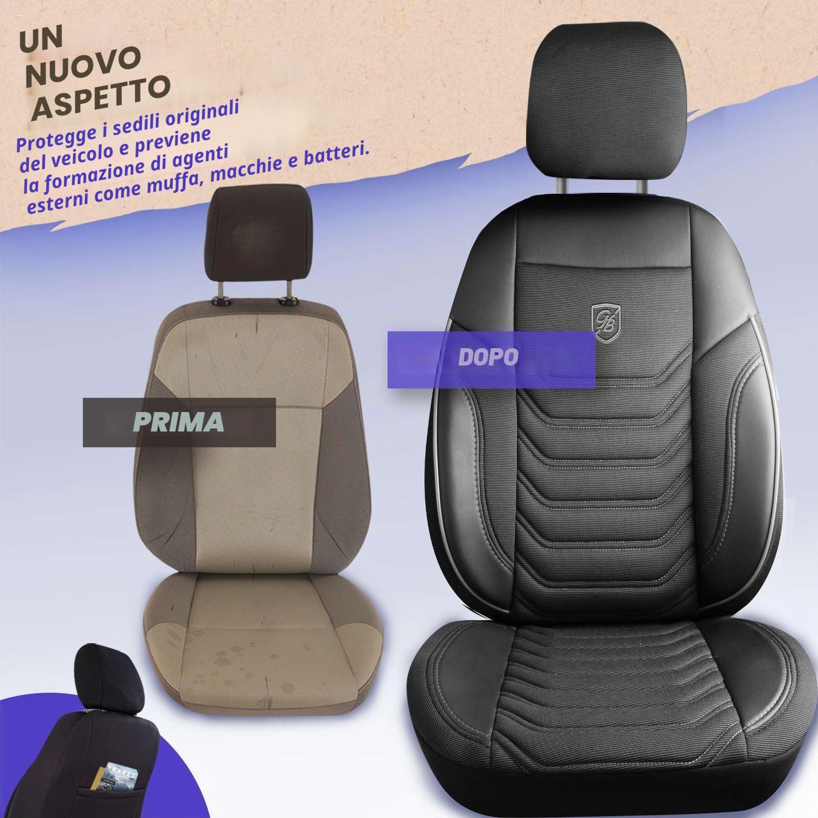 Coprisedili universali per auto e SUV – Coprisedili anteriori di alta qualità, in tessuto piqué, nero e grigio, compatibile con airbag, coprisedile per auto, set di montaggio incluso